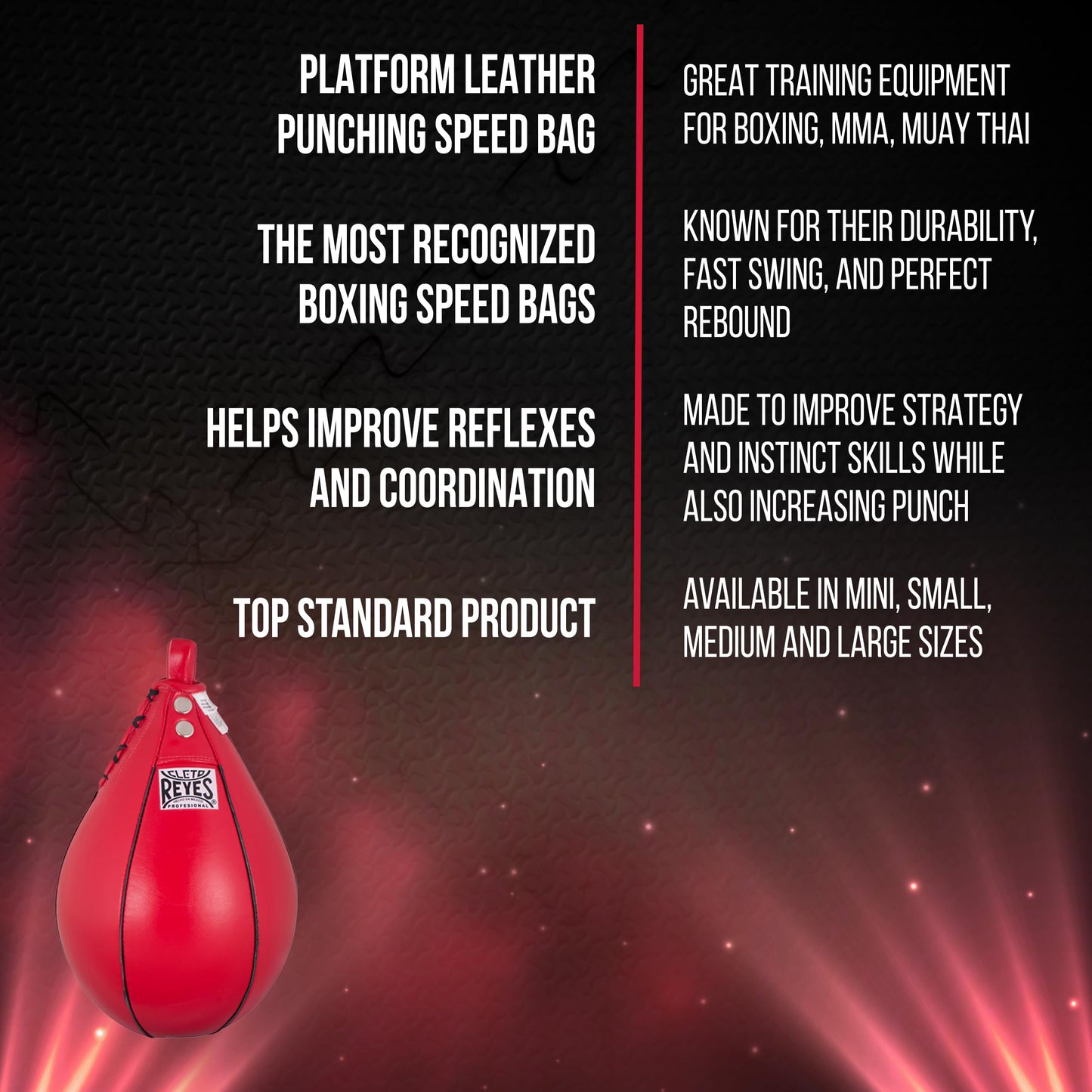 CLETO REYES Platform Leather Punching Speed Bag for Boxing, MMA, Muay Thai, Training Equipment, Classic Red, Mini
