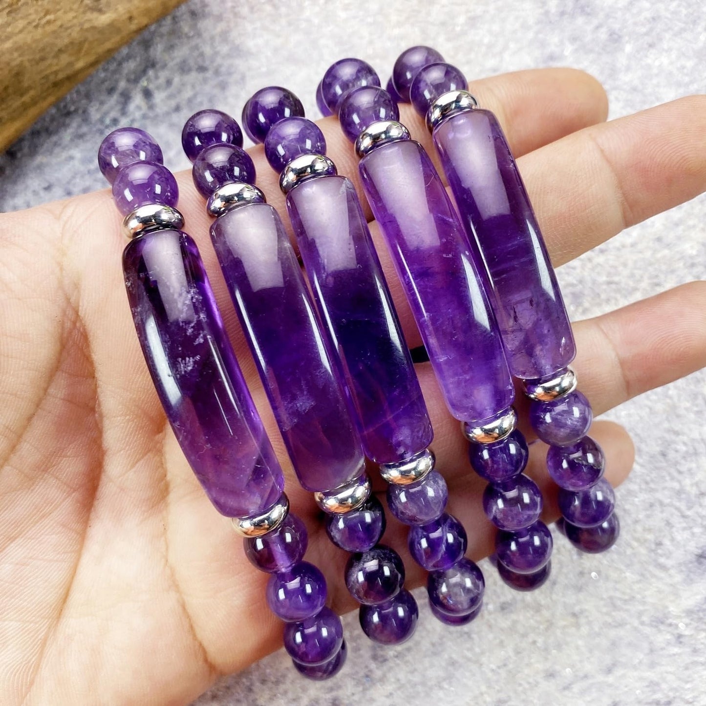 EDEN'S CALL 8mm Healing Crystal Beads Stretch Bracelet Handmade Good Luck Energy Chakra Stone Beaded Bangle, Amethyst