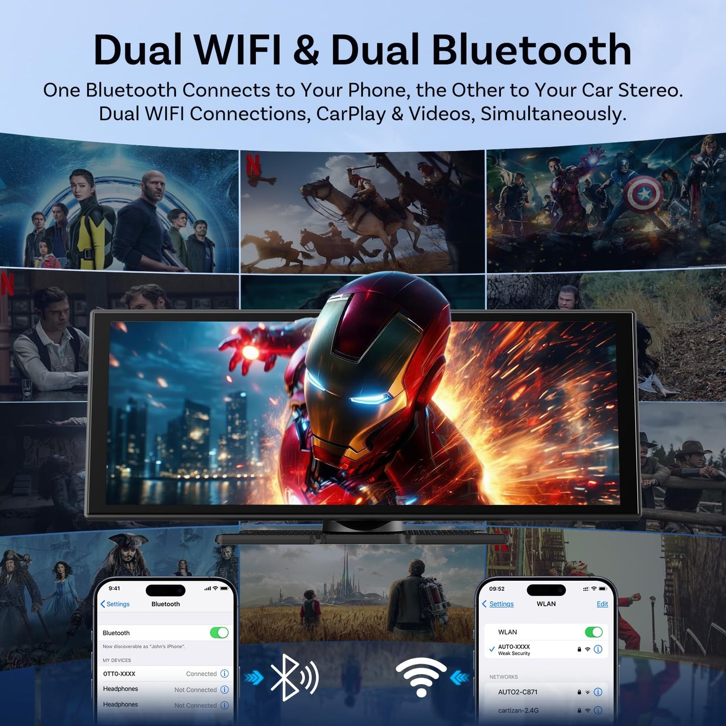 OTTOCAST 11.4" Carplay Screen for car with Netflix YouTube and Backup Camera for iPhone(iOS 8+), Android Auto(Android 10+), Built-in Apps, Navigation, Android 13 OS