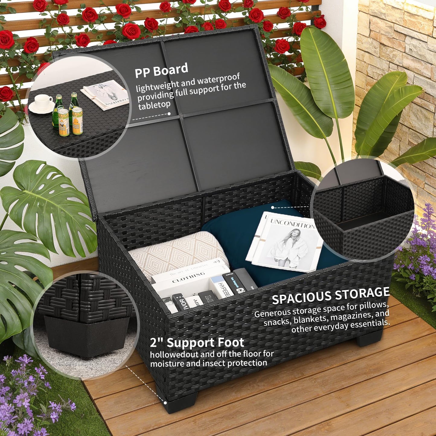 Outdoor Patio Furniture 60000 BTU Outdoor Propane Fire Pit Table Patio Furniture Set 45 In Outdoor Fire Pits 6 Pieces Patio Sofa Outdoor Chairs Anti-slip Cushions Waterproof Covers, Peacock Blue