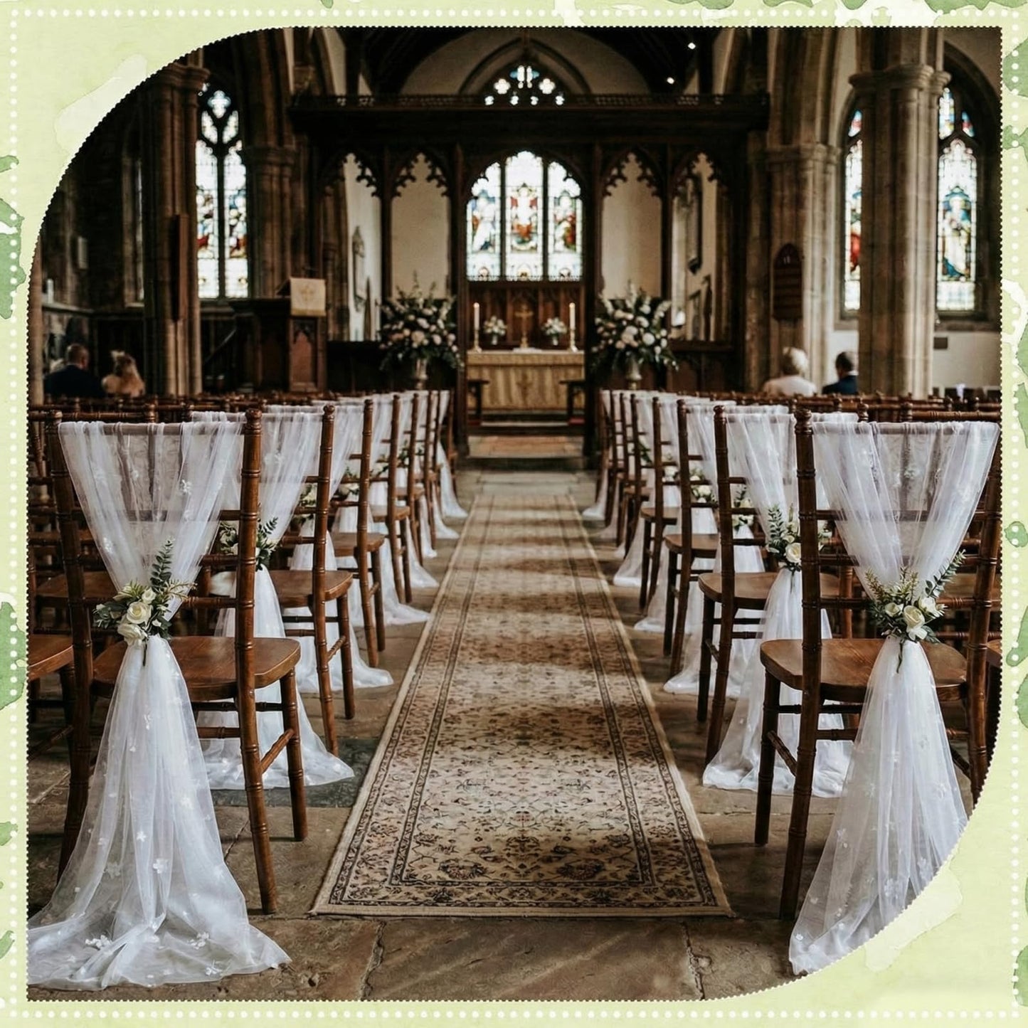 Suncalla 16 Pcs White Wedding Chair Sashes with Pearl Flowers, 96 x 8 Inch Lace Chair Back Decorations for Wedding Aisle Bridal Shower Reception Baby Shower Church Pew Decor