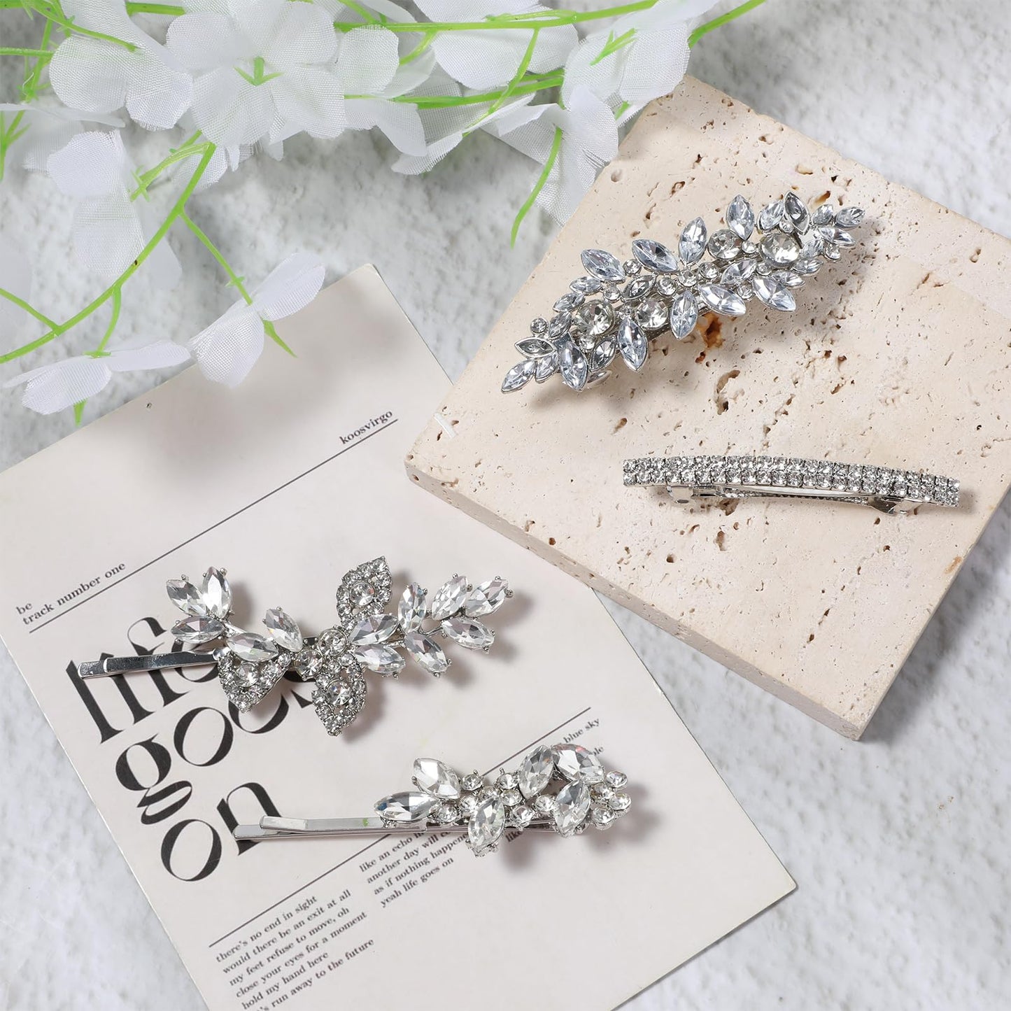 4 Pcs Rhinestone Hair Clips Silver Hair Clips Wedding Bridal Barrettes Crystal Bobby Pins Brides Jewelry Leaf Wedding Hairpins Elegant Accessories for Brides Bridesmaids Flower Girls