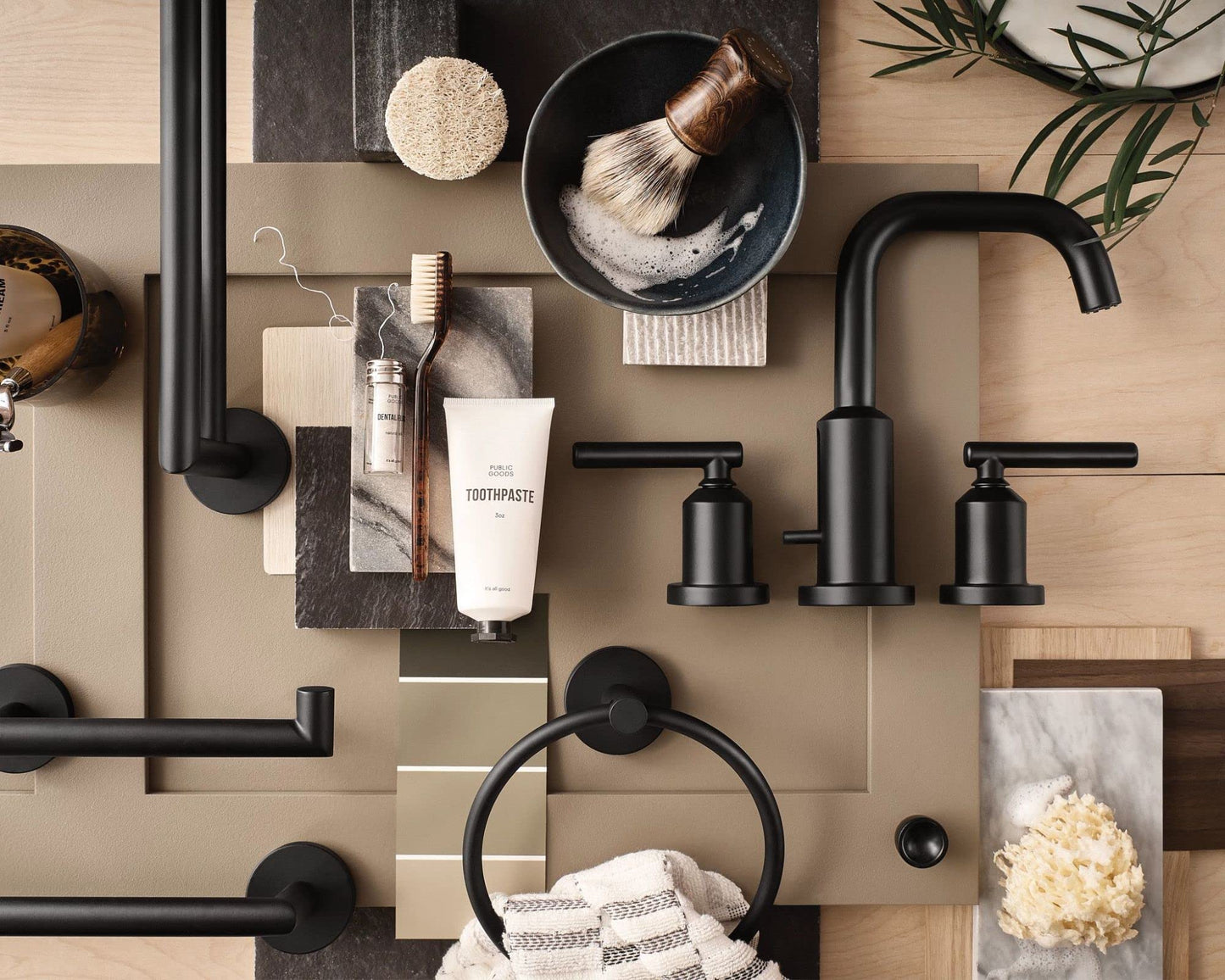 Moen Gibson Two-Handle High Arc Widespread Modern Bathroom Sink Faucet for 3-Hole Setups with Valve Included, Matte Black, TV6142BL