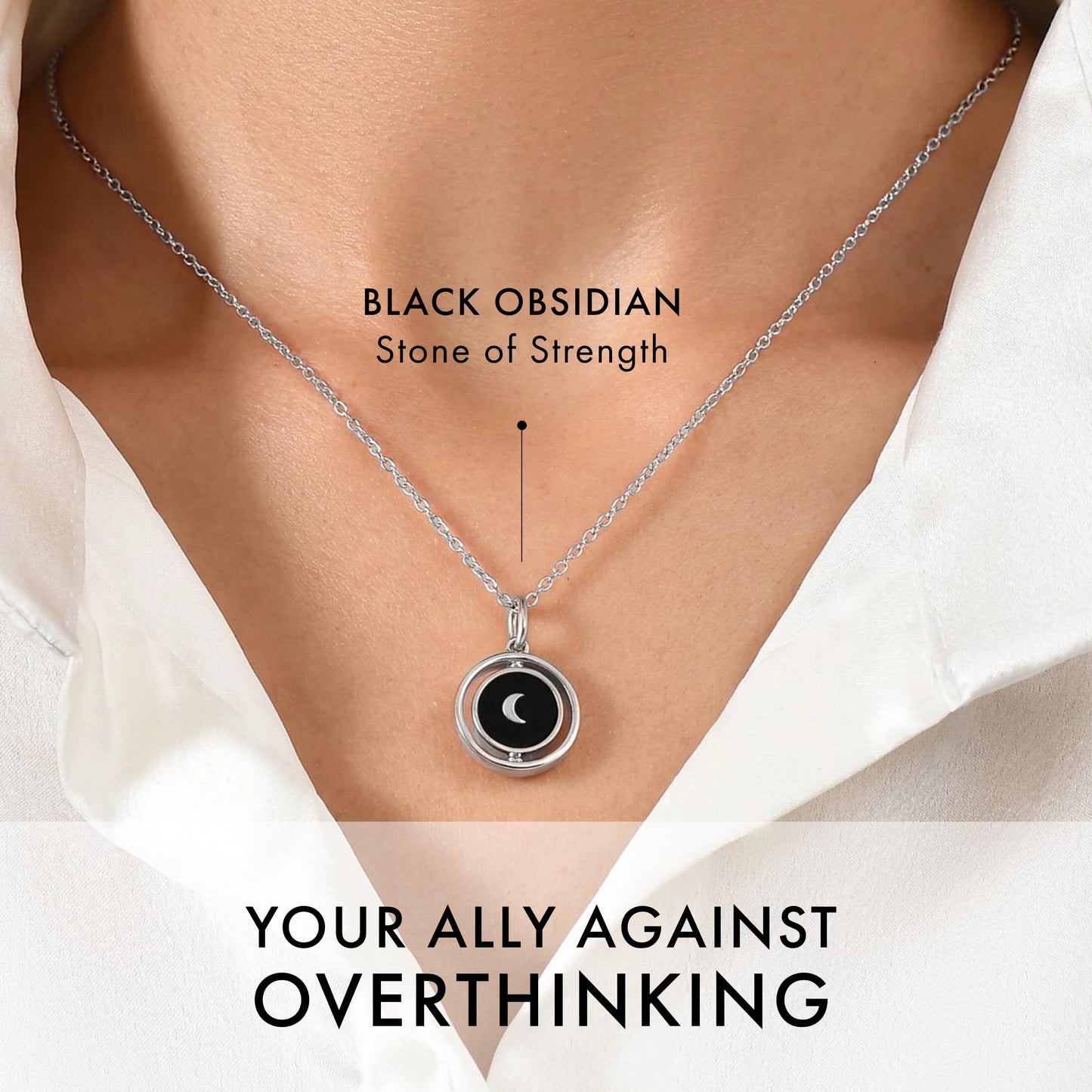Moon Magic - Authentic Moonstone Necklace for Women | Pearl, Onyx, Black Obsidian Necklaces | Real 925 Sterling Silver/18k Rose Yellow Gold Crystal Necklace for Women | Genuine Gemstone Jewelry