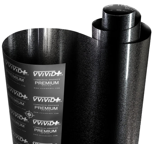 VViViD+ Ultra Gloss Metallic Premium Vinyl Car Wrap Film (50ft x 5ft, Gloss Heavy Metal Black)