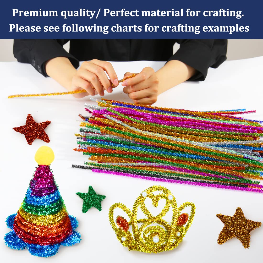 Pipe Cleaners, Pipe Cleaners Craft, Arts and Crafts, Crafts, Craft Supplies, Art Supplies (500 Golden Glitter Pipe Cleaners)…