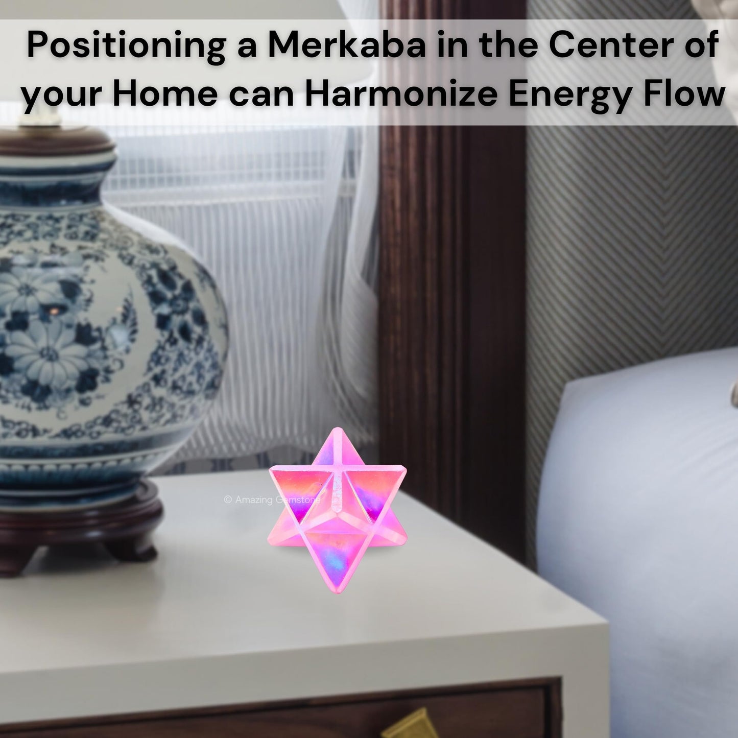 Amazing Gemstone Angel Aura Rose Quartz Merkaba Crystal - 1 Inches Metaphysical Merkaba Star for Meditation - Energetic Tetrahedron Crystal & Healing Stones for Spiritual Growth and Healing (20-25mm)