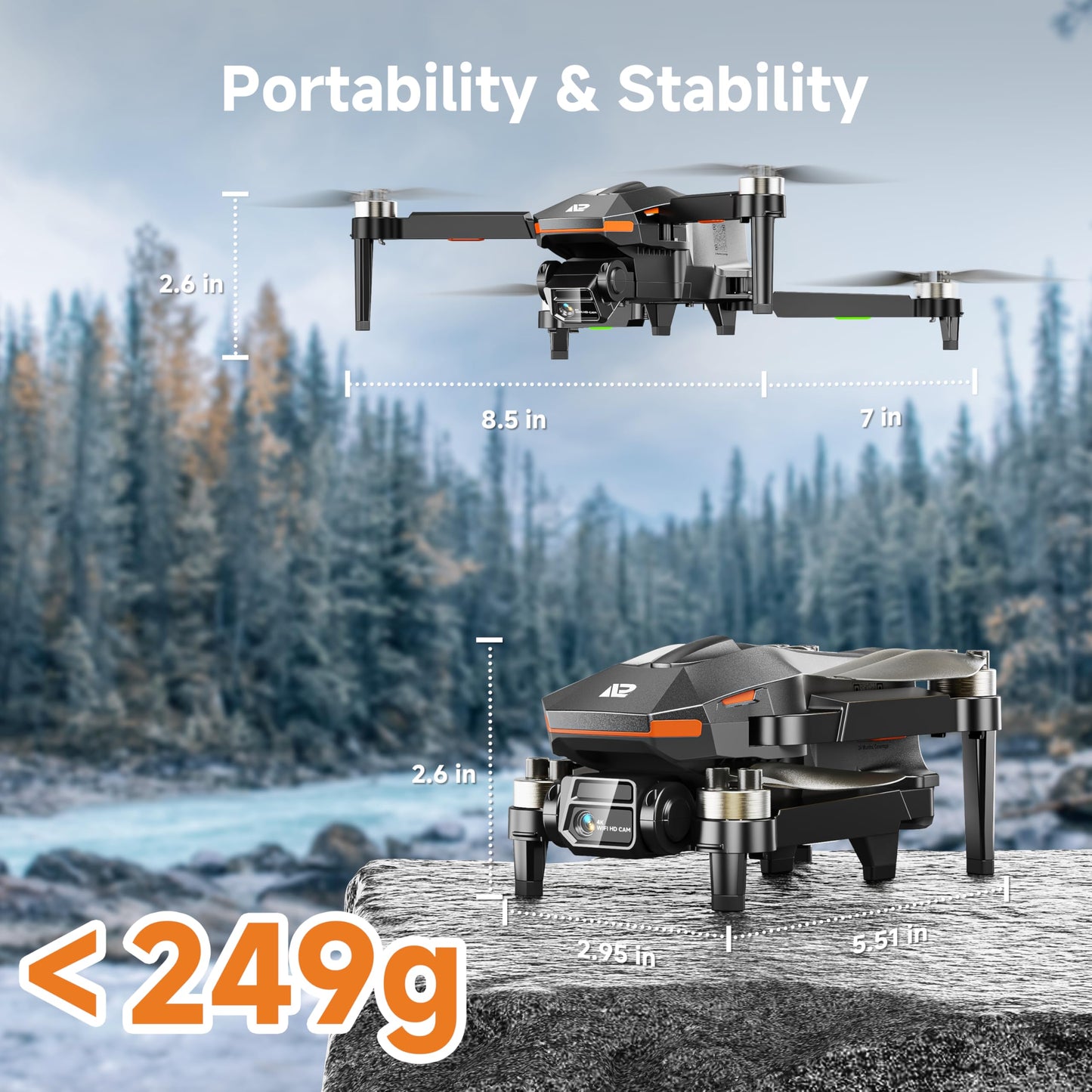 PLEGBLE Drones with Camera for Adults 4K, FPV Beginner Drone with One Key Take Off/Landing, Emergency Stop, Brushless Motor, 2 Batteries 30 Mins Flight Time, Under 249g, Toys Gifts for Teen Boys Kids