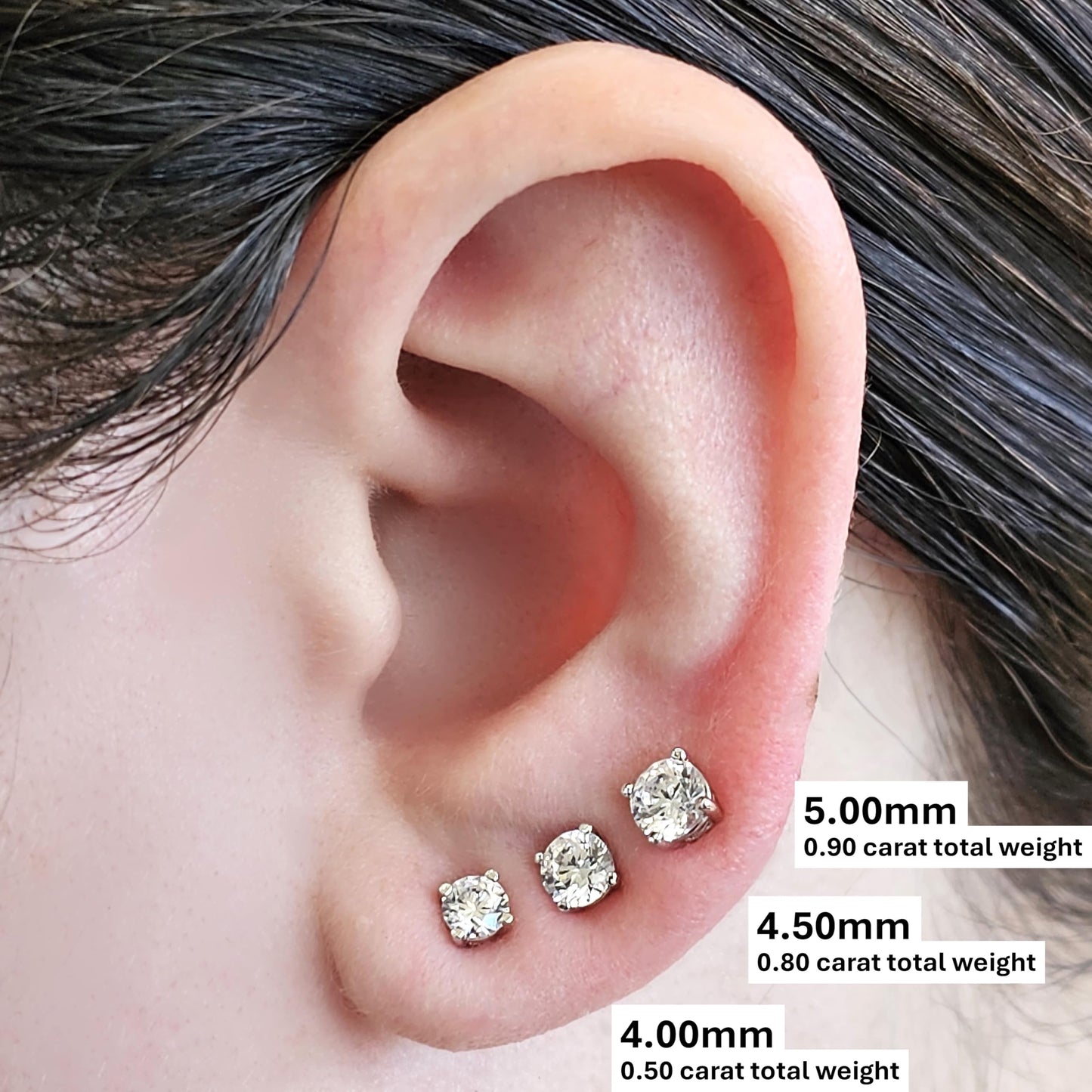 Central Diamond Center Round Simulated Diamond Stud Earrings Hypoallergenic Metal & Sterling Silver CZ - 4.00mm (0.50cttw) Platinum