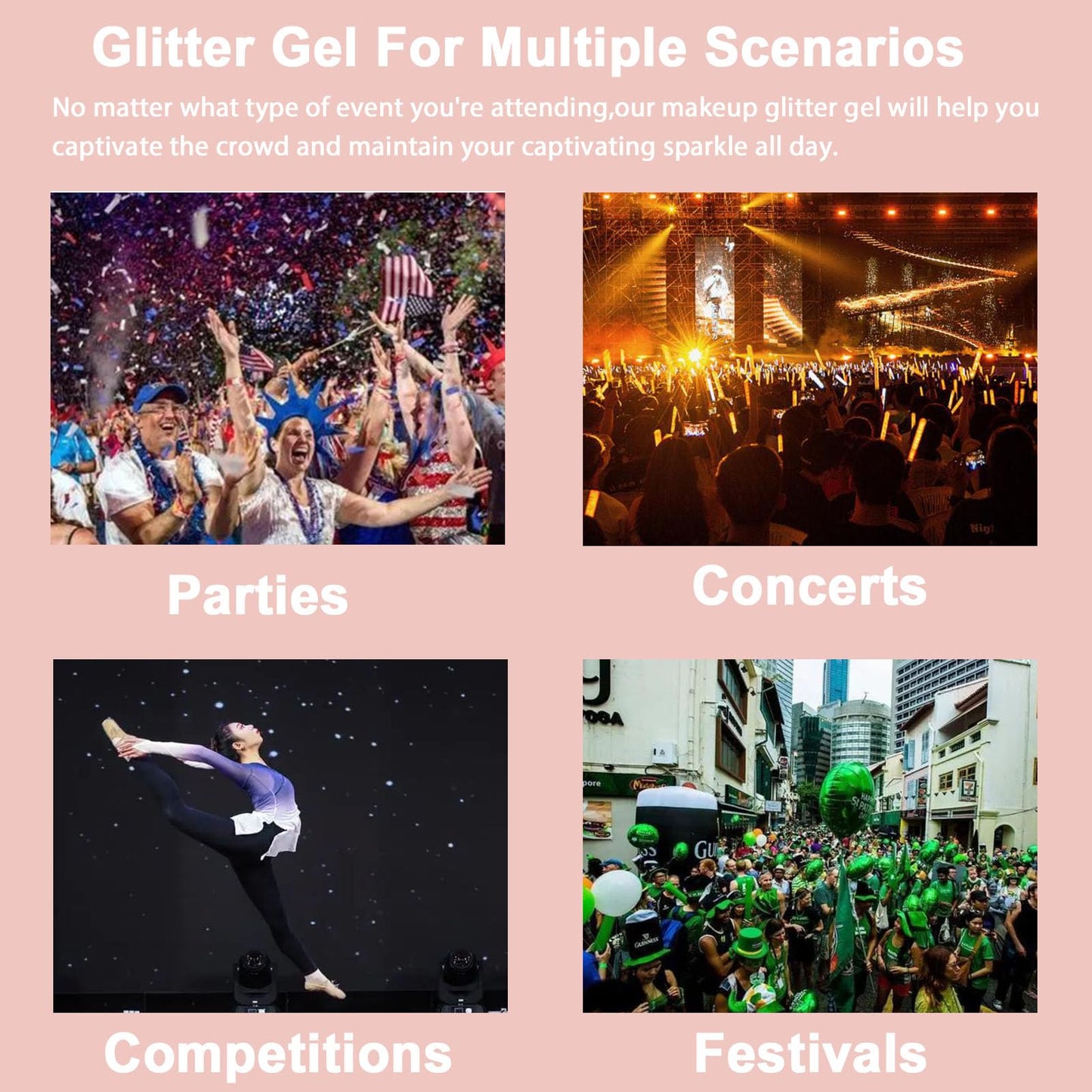 Boko 50ML Body Glitter Gel, Iridescent Mermaid Chunky Glitter Gel for Face Hair Body Snow Flake Makeup, Face Glitter Sequins for Halloween Christmas Concert Party Rave Accessories - Colorful Ice