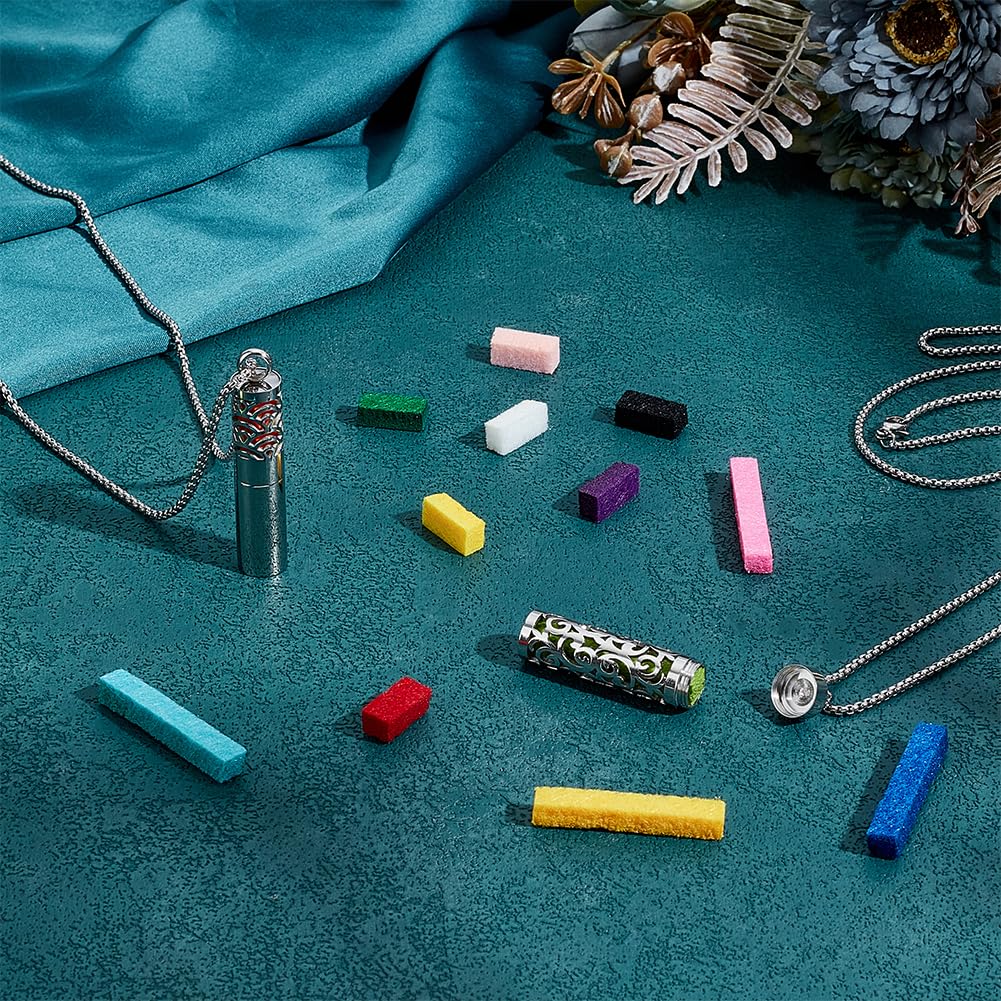 PH PandaHall 2 Styles Essential Oil Diffuser Necklace Aroma Necklaces Pendant Stainless Steel Aromatherapy Pendant with 20pcs Color Felt Pads Hollow Scent Necklace for Men Women Jewelry Birthday Gift