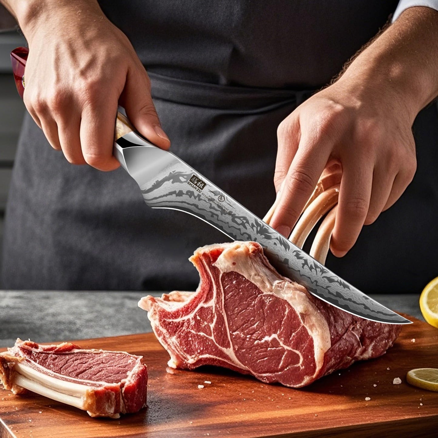 SHAN ZU Damascus Fillet Knife, SG2 Powder Steel Japanese Kitchen Knife, 7 inch Hand Forged 91 Layers Damascus Steel Ultra Sharp Knife with Ergonomic Maple Handle