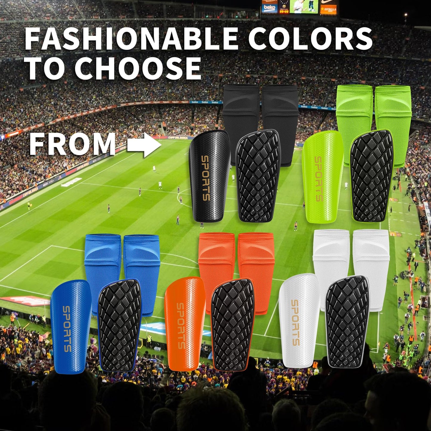 LPONJAR Soccer Shin Guards for Kids Youth Adults - Shin Pads and Sleeves with Optimized Insert Pocket for Boys Girls Men Women for Football Games - Protective Soccer Equipment