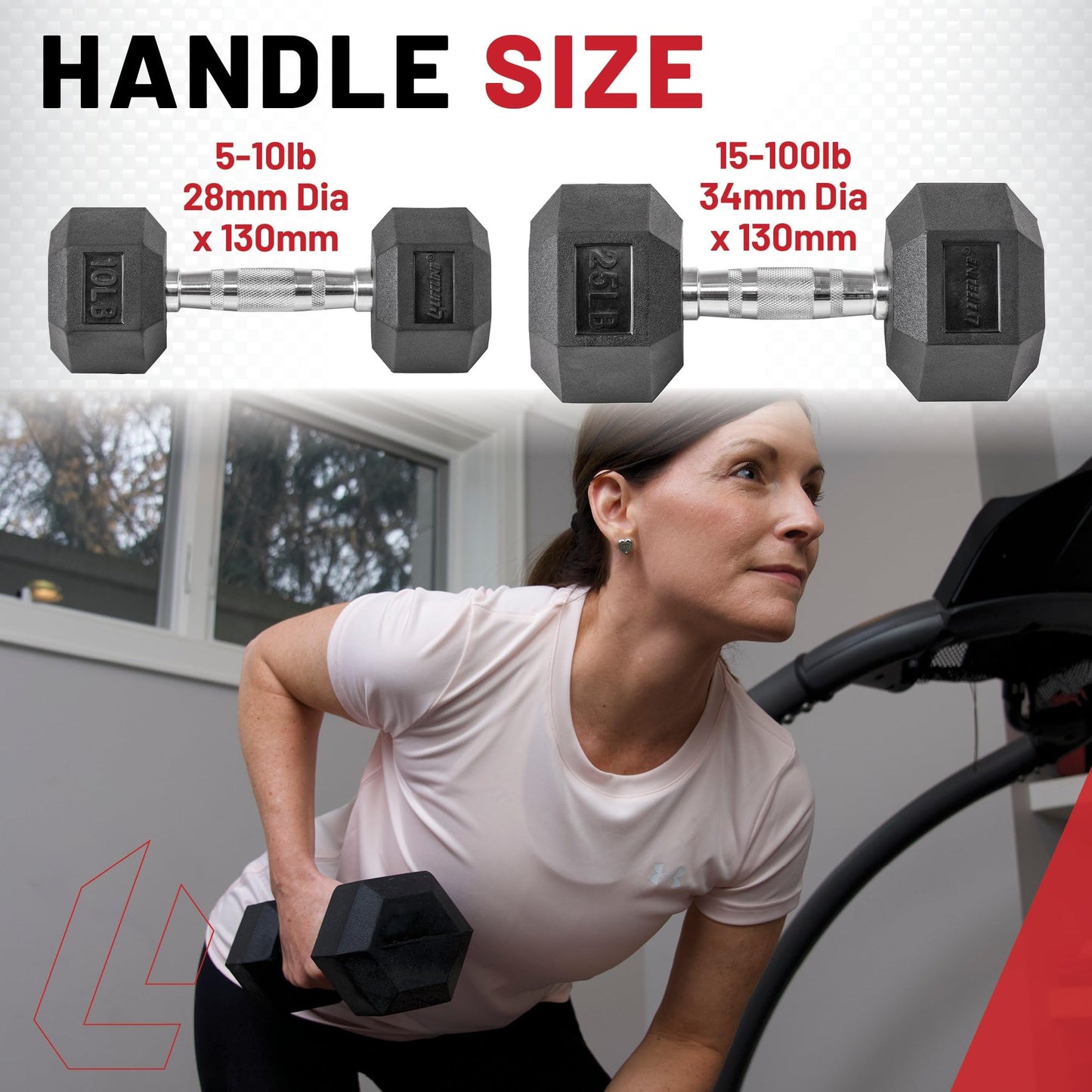 Lifeline Hex Dumbbells – Premium Quality, Low Odor, and Ergonomic Knurled Handle, 70 lb