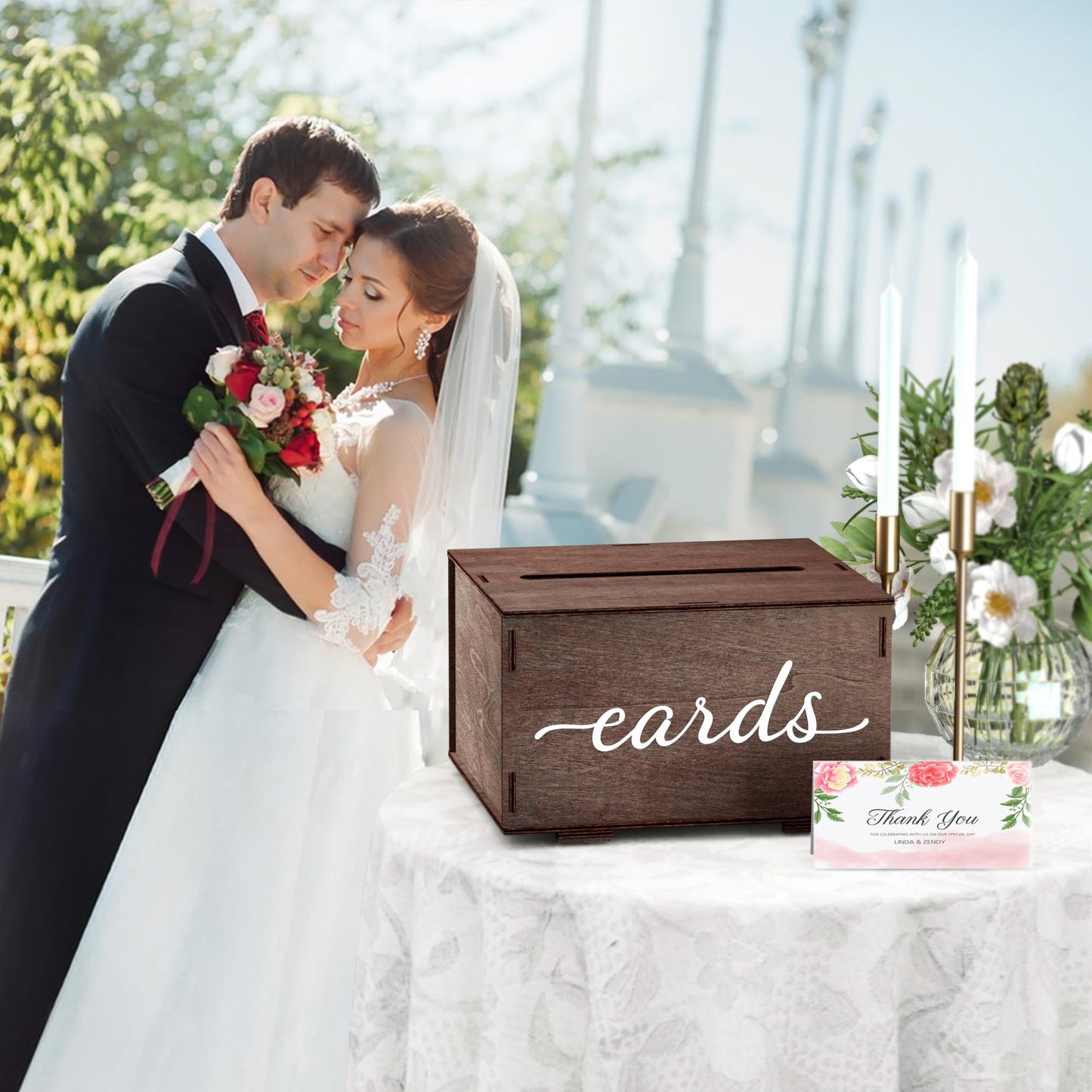 JackMa Easy DIY Assembling Rustic Wooden Card Box for Wedding Gifts & Greeting Cards, Bridal Shower, Baby shower Graduation Party, Gift Card Holder with Lid and Slot