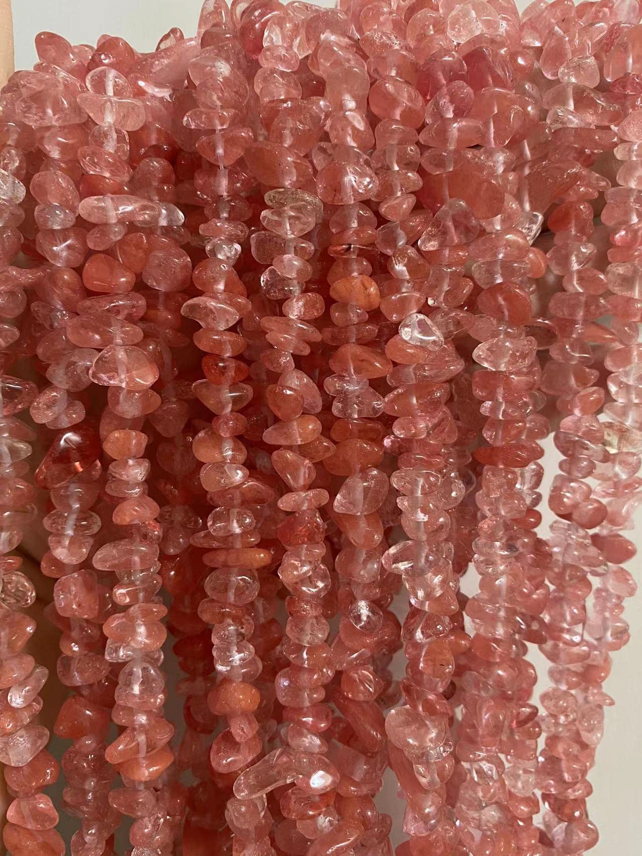 PLTbeads 7-8mm Natural Cherry Quartz Gemstone Chips Beads Healing Crystals Waist Bracelets Necklace Kit Irregular Stone DIY Crafts Design Jewelry Making