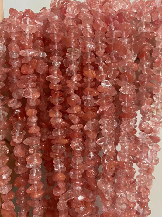PLTbeads 7-8mm Natural Cherry Quartz Gemstone Chips Beads Healing Crystals Waist Bracelets Necklace Kit Irregular Stone DIY Crafts Design Jewelry Making