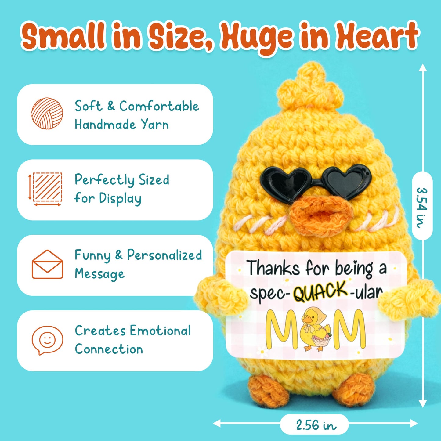 OASSIE Funny Mom Gifts from Daughters and Sons - Positive Crochet Animals Duck - Mothers Day Birthday Gifts for Mom from Daughter and Son, Mother's Day Duck Gift for Moms, Mother Daughter Gift