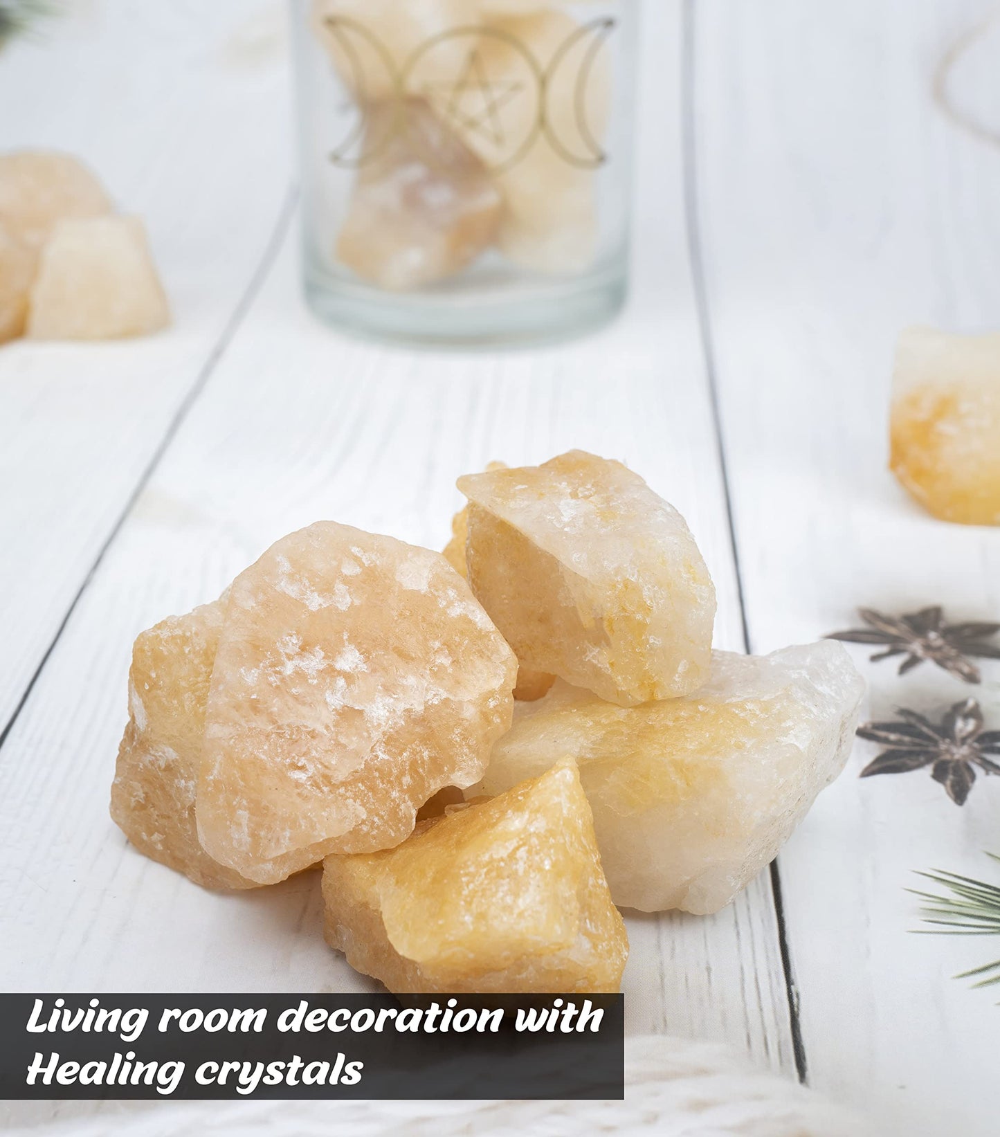 Crocon 1LB Yellow Aventurine Rough Bulk Natural Stone Raw Gemstone Tumbling Cabbing Polishing Mining Chakra Healing Balancing Reiki and Crystal Healing Good Luck Home Office Decor