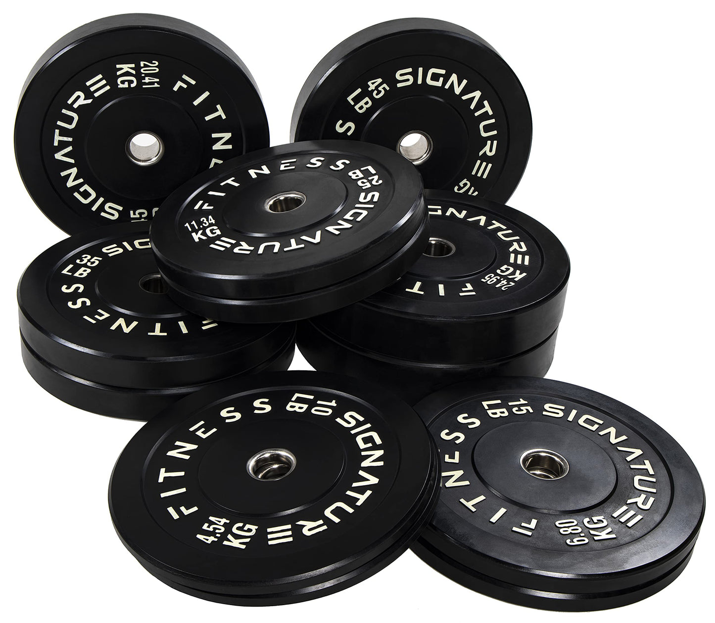 Fitvids 2" Olympic Bumper Plate Weight Plates with Steel Hub, 45LB, Pair