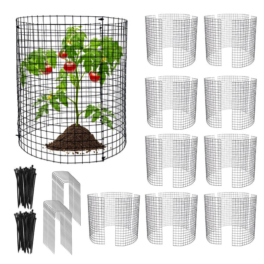 10 Pack Round Plant Protector from Animals, 12'' x 12'' Metal Plant Cages，30Pcs Metal Mesh to Keep Animals Out, Garden Protection Bunny Barricades, Wire Plant Protectors for Rabbits Chicken Duck