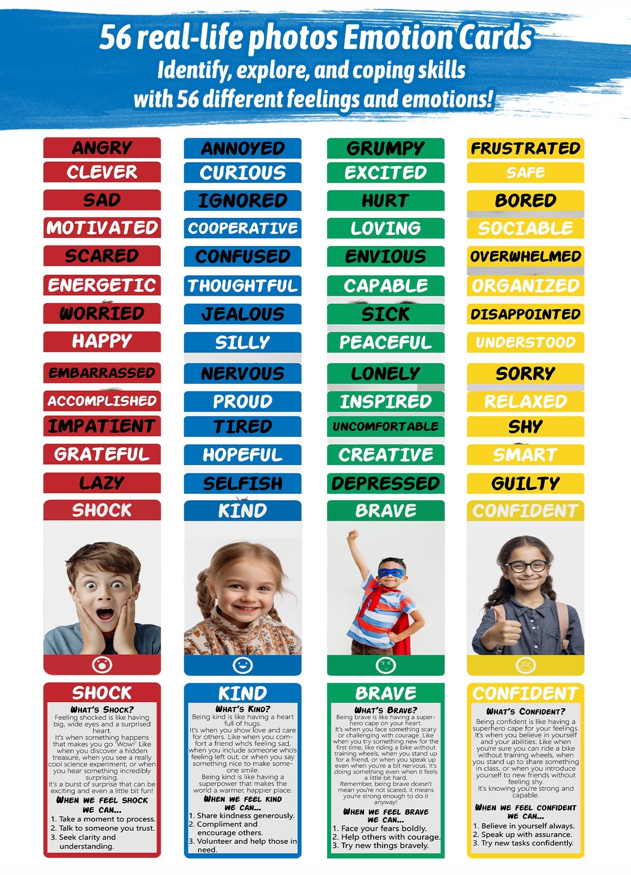 Garybank Social Emotional Learning Activities for Kids, Feelings Connect Game w/56 Emotion Cards, Play Therapy Toys for School Counselors, Social Coping Skills for Children, Teacher Office Must Haves