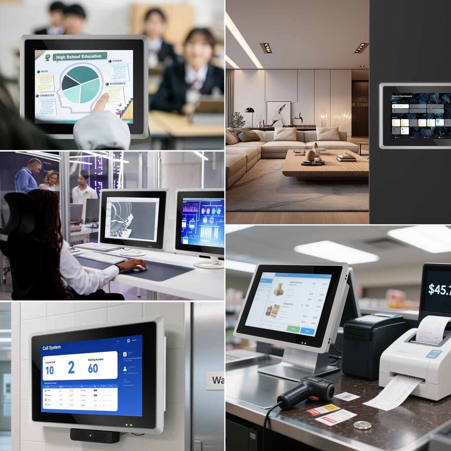 NORQIN 17 inches Industrial Embedded Panel PC,10 Point Capacitive Industrial Touch Screen Panel Computer,IP65 All-in-One Computer,Windows OS,for Kiosk,Factory,Automation (J6412,8GB RAM 128GB SSD)