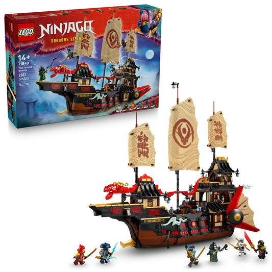 LEGO NINJAGO The Temple Bounty Building Toy - Multi-Level Boat W/6 Ninja Toy Minifigures for Kids, Ages 14+ - Model Building Kit with Display Stand - Dragons Rising Gift for Teen Boys & Girls - 71848