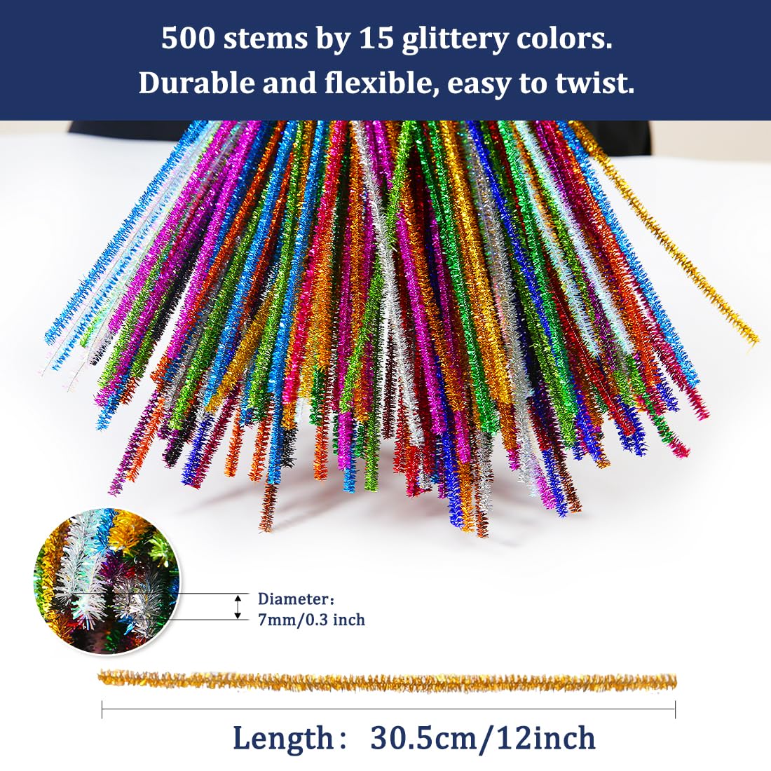Pipe Cleaners, Pipe Cleaners Craft, Arts and Crafts, Crafts, Craft Supplies, Art Supplies (500 Golden Glitter Pipe Cleaners)…