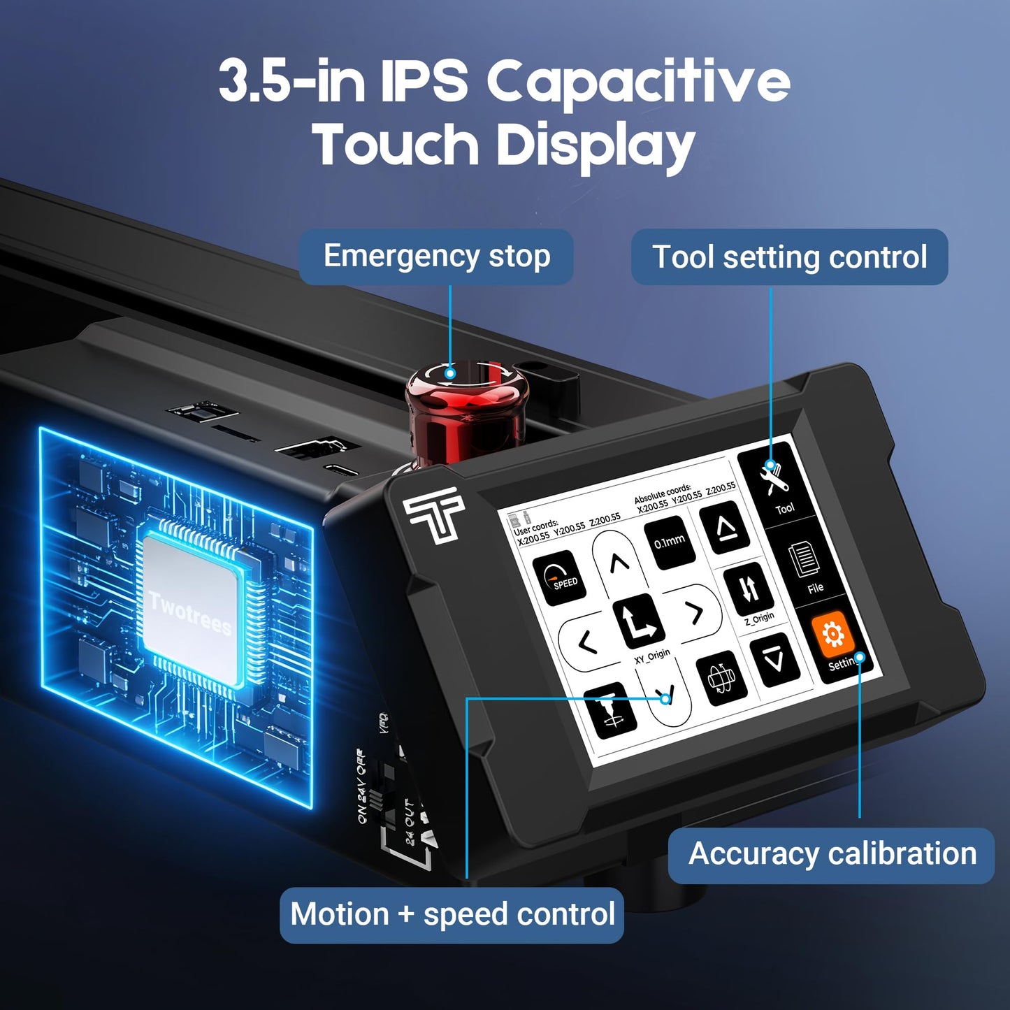 Twotrees TTC450 Pro CNC Router Machine with NEMA 57 Closed-Loop Stepper Motor 3.5" Touch Screen,Upgraded 3 Axis Engraver Machine, Engraving Milling Machine for Wood Acrylic Aluminum Carving Cutting