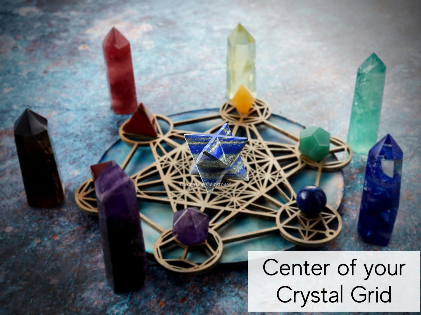 Amazing Gemstone Lapis Lazuli Merkaba Crystal - 1.5 Inches Metaphysical Merkaba Star for Meditation - Energetic Tetrahedron Crystal and Healing Stones for Spiritual Growth and Healing (35-40mm)