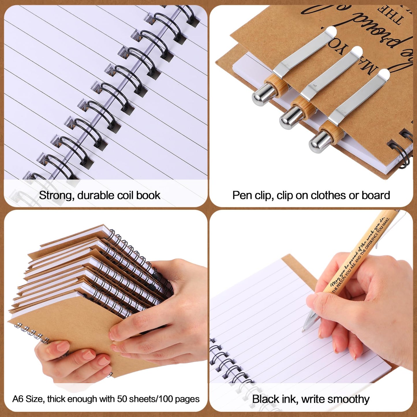 Honoson 100 Sets Employee Appreciation Gifts Appreciation Notebooks with Ballpoint Pens Mini Spiral Inspiration Journals Bulk Thank You Gifts for Group Coworker Staff Teachers Volunteers
