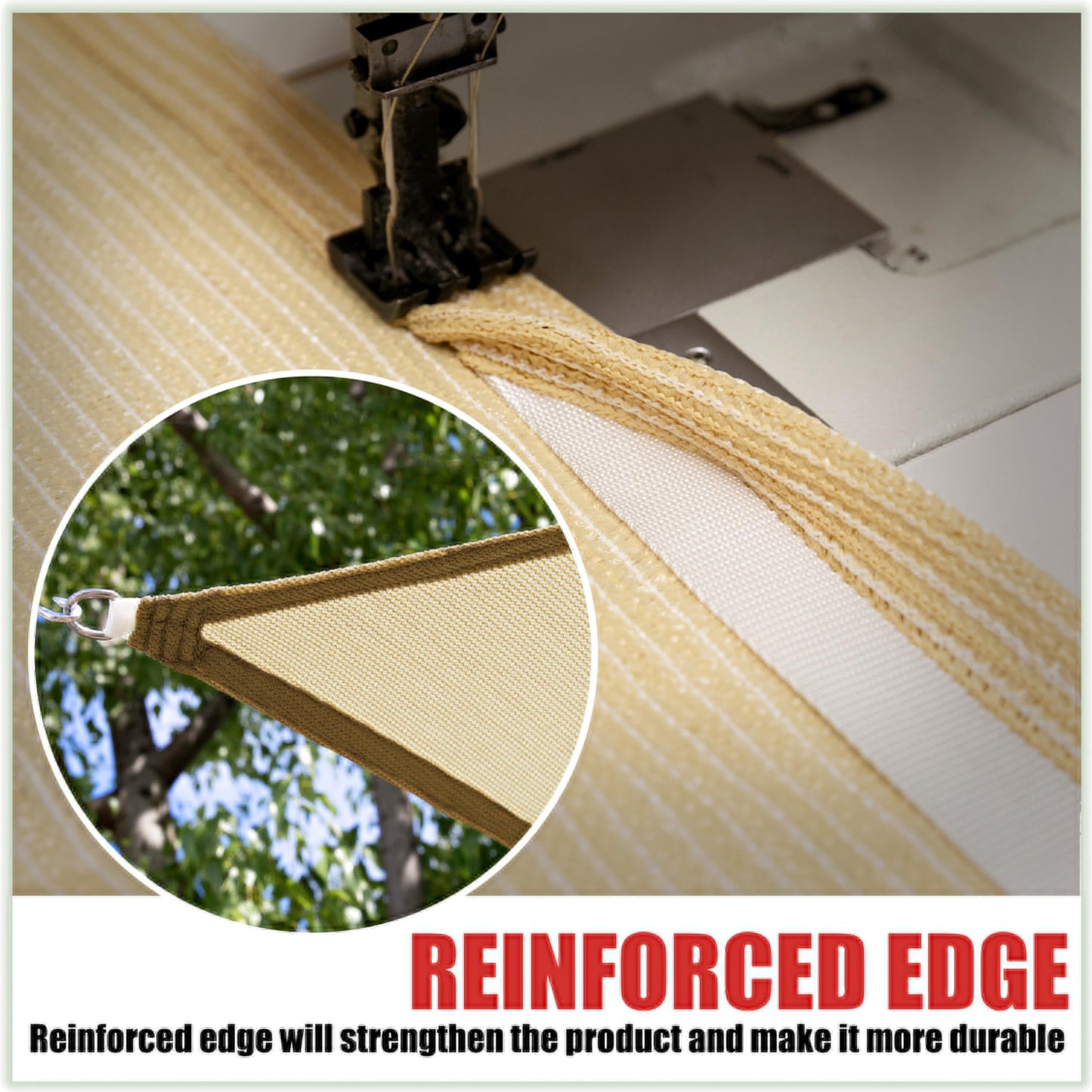 ColourTree 16' x 16' x 16' Beige Triangle CTAPT16 Sun Shade Sail Canopy Mesh Fabric UV Block UPF50 - Commercial Heavy Duty & 190 GSM - 3 Years Warranty (We Make Custom Size)
