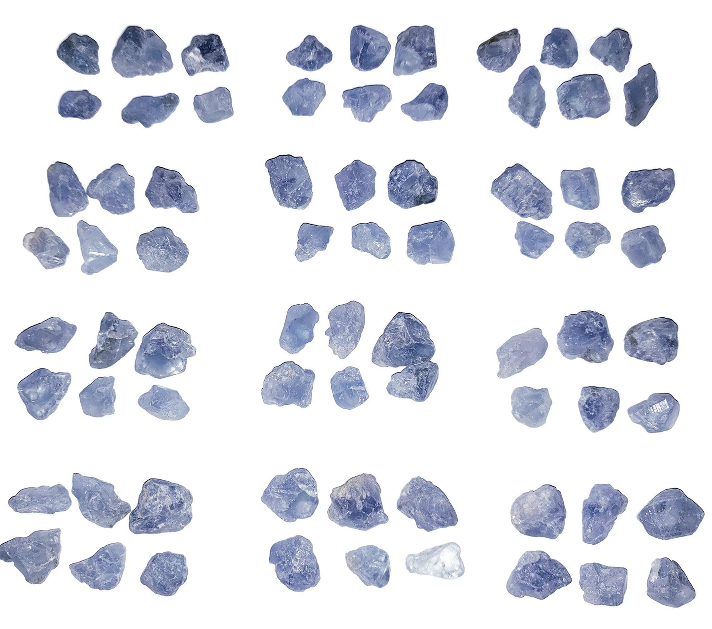 6pc Set Raw Celestite Celestine Small Rough Naturally Semi-Faceted & Semi-Translucent Healing Crystal Gemstone Specimen From Madagascar for Wire Wrapping, Meditation, & Metaphysical Uses