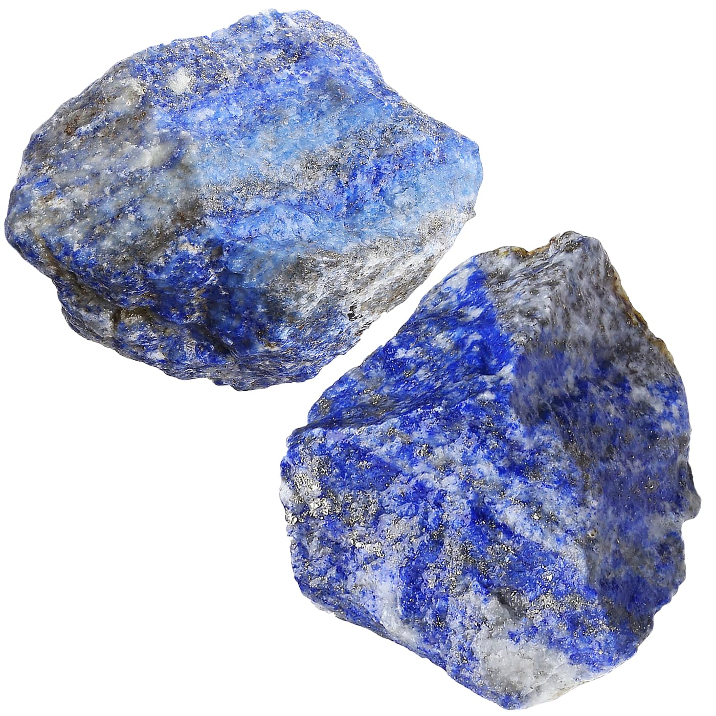 NUKAYAI 2Pcs Lapis Lazuli 1.8-2.2" Large Raw Natural Crystals Rough Stones Healing Crystal Lapis Lazuli Stone Rocks for DIY Cabbing Polishing Wire Wrapping Decoration Wicca Reiki Rock Gifts