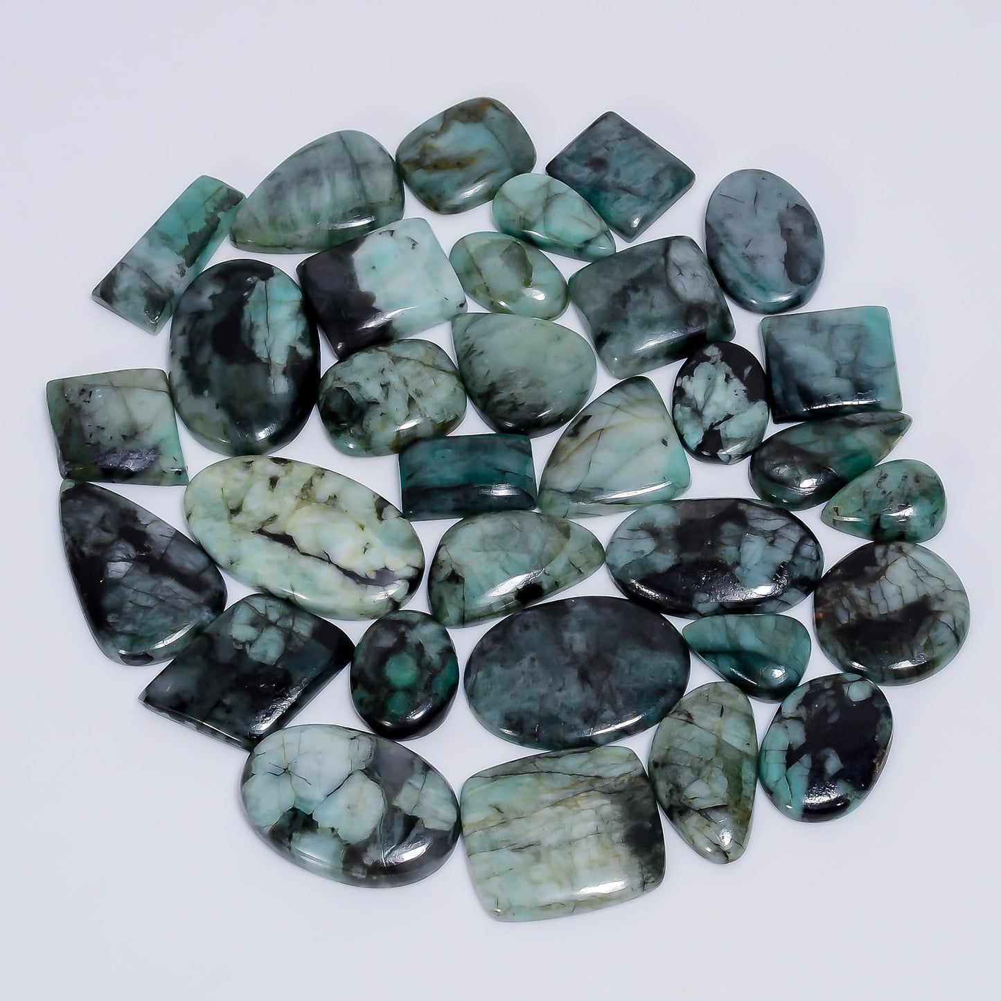 GEMKORA [20-30mm] (3-4pcs) Green Emerald Mix Shape Gemstones Cabochons, Jewelry Making Loose Gemstone, Polished Gems, DIY, Wire Wrapping, Reiki, Wikka, Healing Crystals, Bulk Gemstone Deal