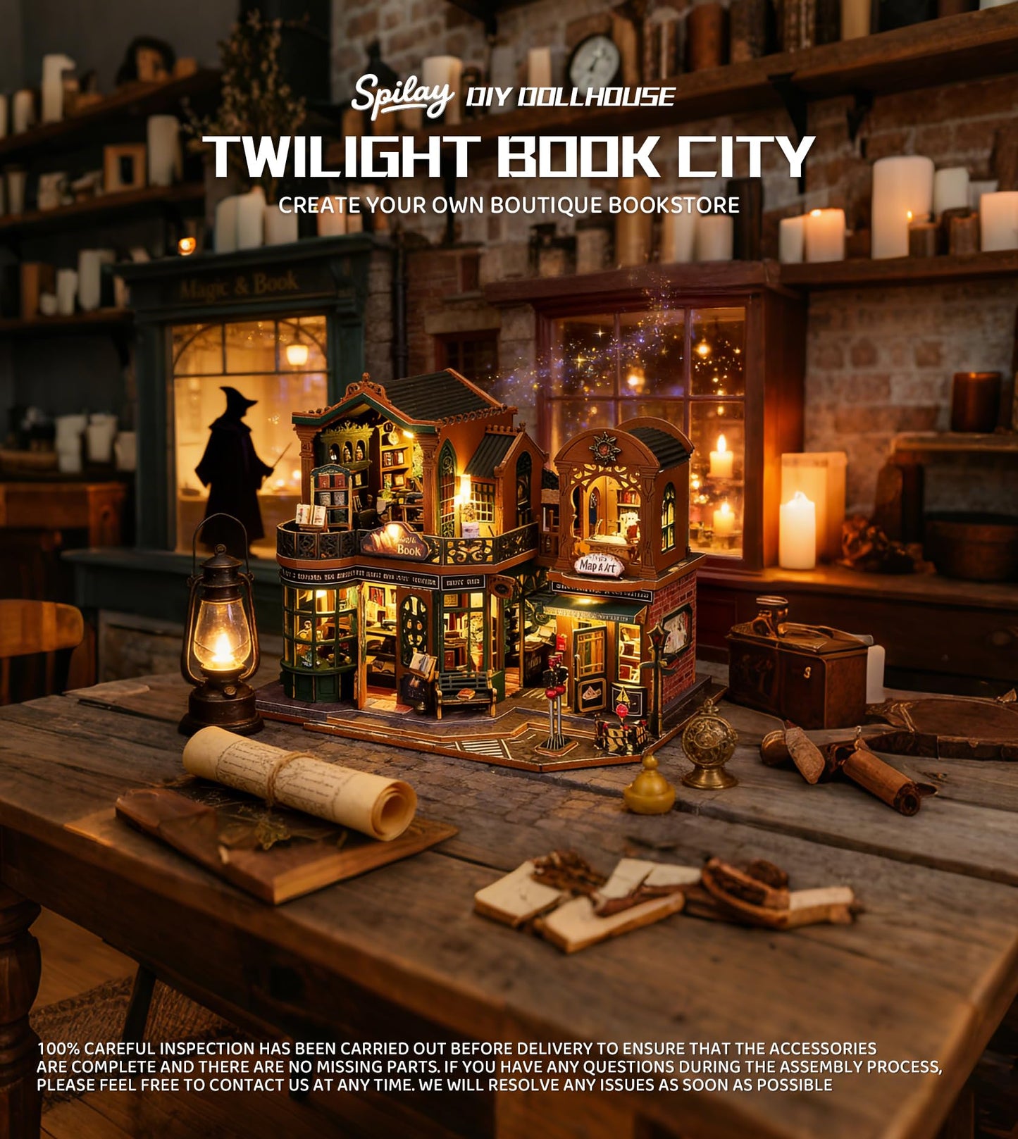 Spilay DIY Miniature House Kit, DIY Dollhouse Kit with Music Box, Forest Adventures 3D Wooden Puzzle Book Nook Kit for Adult, Bookshelf Decor&Gift for Birthday Halloween Christmas