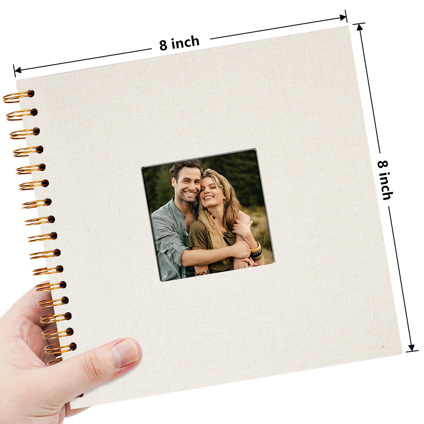Vienrose 8x8 Inch Scrapbook DIY Small Hardcover Kraft White Pages Scrapbook Photo Album Linen Cover Scrap Book Photo Albums Scrapbooking Supplies Kit for Couple Family Wedding Travel