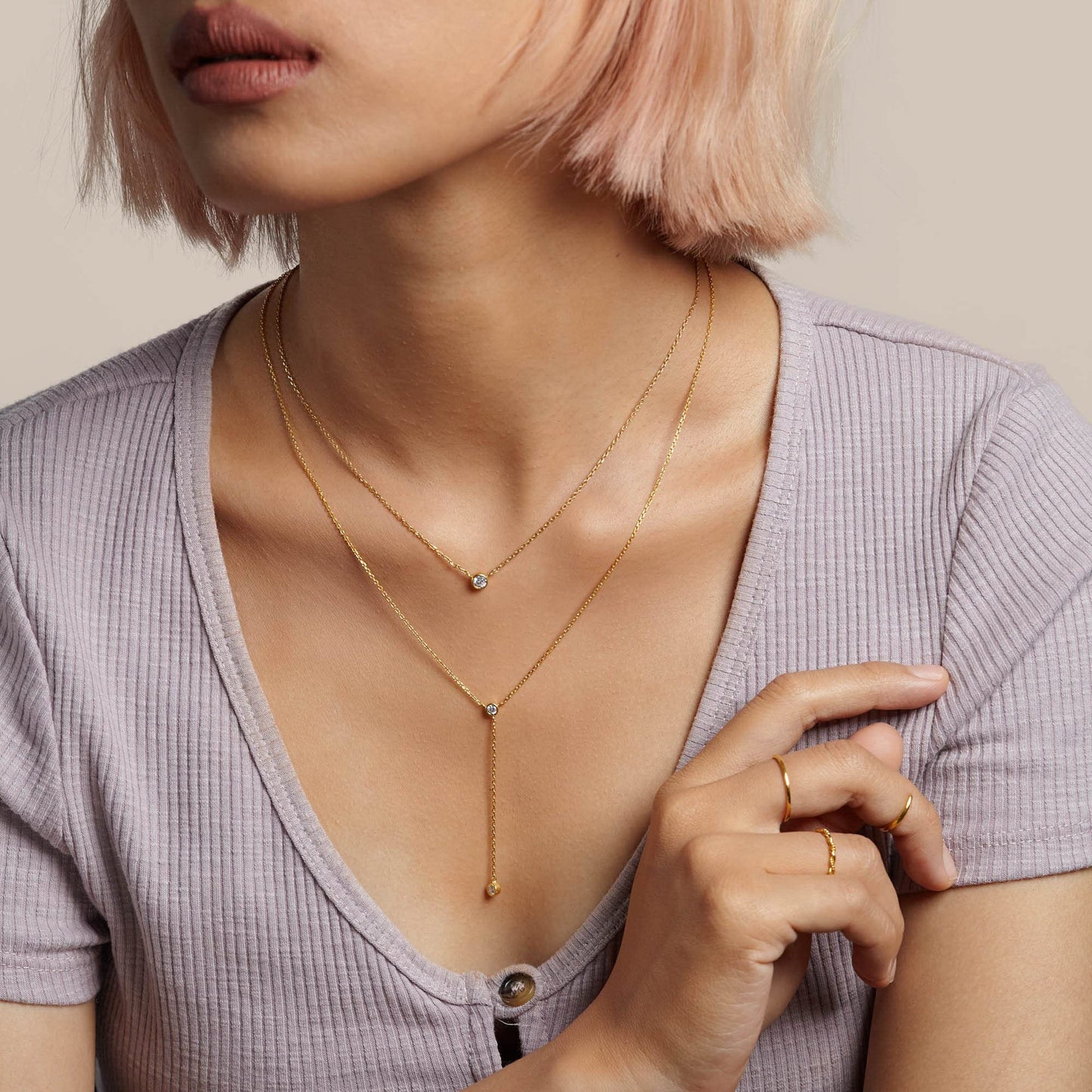 Tewiky Lariat Necklace for Women, Dainty Gold Long Necklaces 14k Gold Plated Heart Pearl CZ Teardrop Pendant Necklace Simple Drop Necklace Trendy Y Necklace Fashion Jewelry for Women