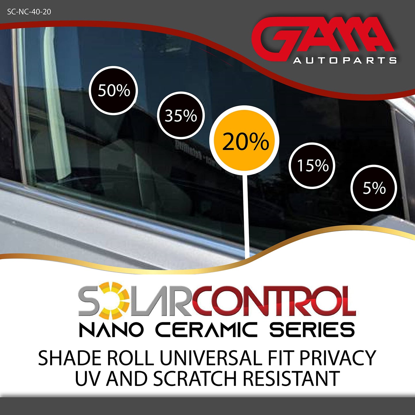 SOLARCONTROL Window Tint Car Film 2PLY 100% UV Rejection 40'' X 100FT Nano Ceramic Shade Roll Universal Fit Privacy Sun Block and Scratch Resistant 90% IRR (5% Dark Shade)