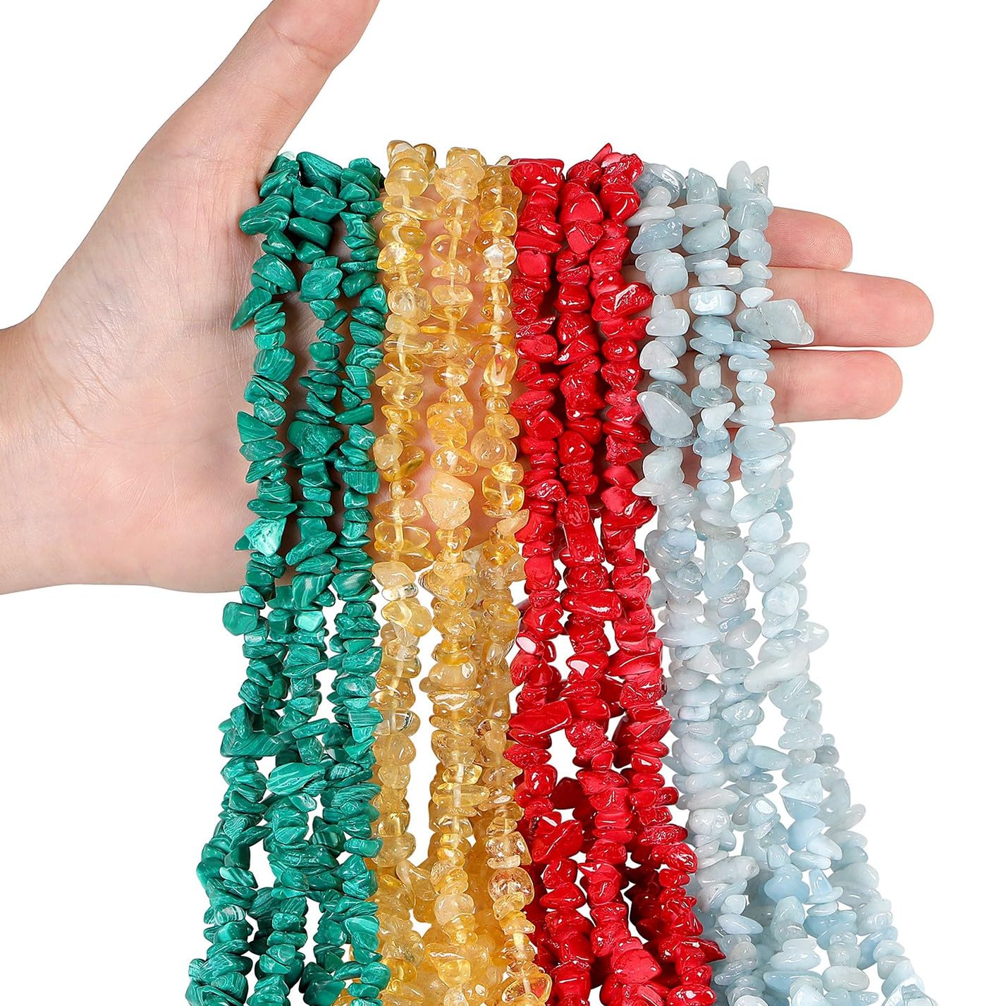 LAIDANLA Red Turquoise 400pcs Natural Chip Stone Beads 5-8mm Healing Crystal Irregular Gemstones Drilled DIY Loose Rocks Bead Crystal for Bracelet Earrings Necklace Jewelry Making Crafting
