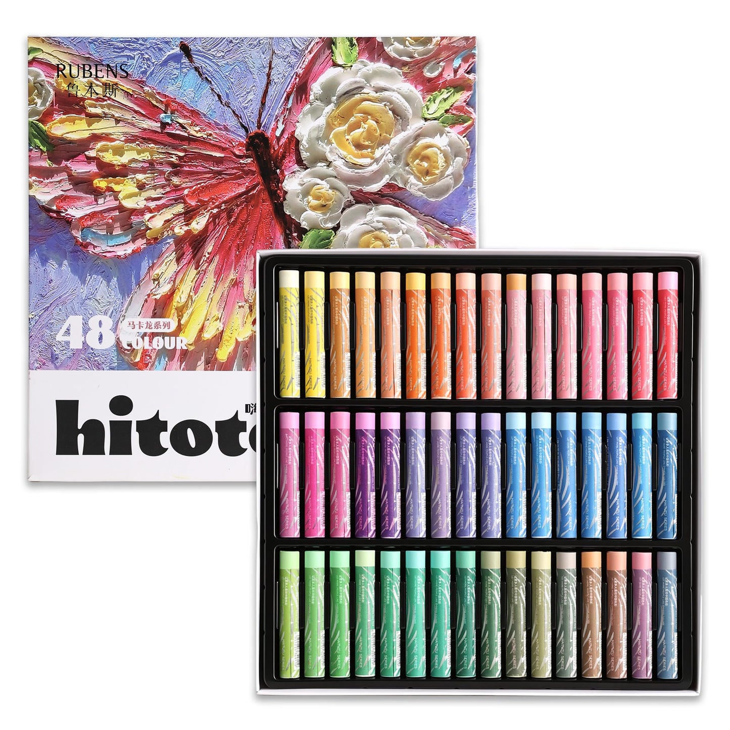 rubens Soft Oil Pastels Set (48 Macaron Colors), Creamy Texture Oil Pastelss for Drawing & Blending, Dreamy Art Supplies Gift for Adult, Beginners, Artists