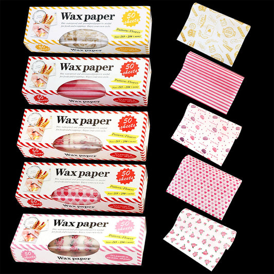 5 Boxes 250 Sheets Wax Paper Sheets Heart & Rose & Line Pattern Greaseproof Basket Liners Sandwich Burger Chips Cookies Food Grade Deli Wrap Paper Baking Parchment 8.5 x 9.8 in