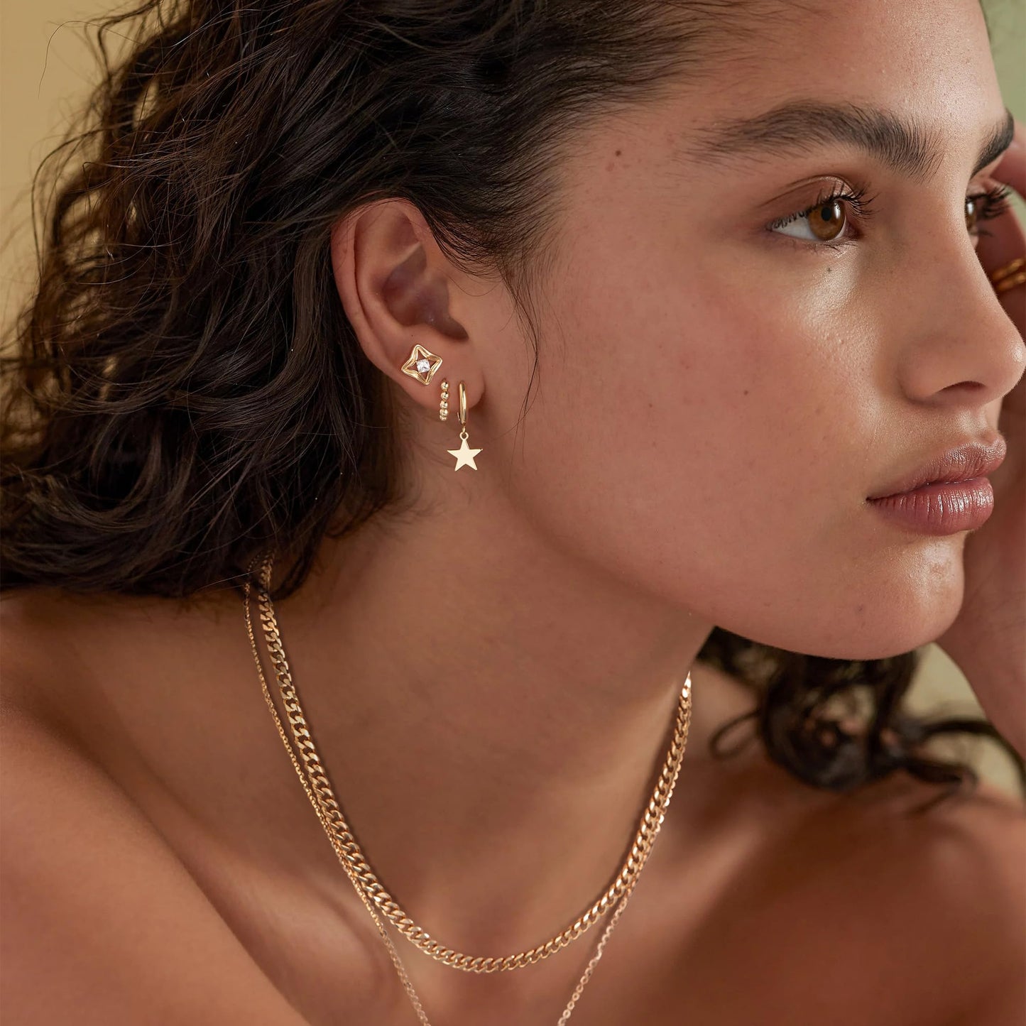 Gold Dangle Drop Hoop Earrings for Women Men Gold Plated Dainty Earrings Hypoallergenic Star Cross Huggie Hoops Jewelry for Everyday Wear