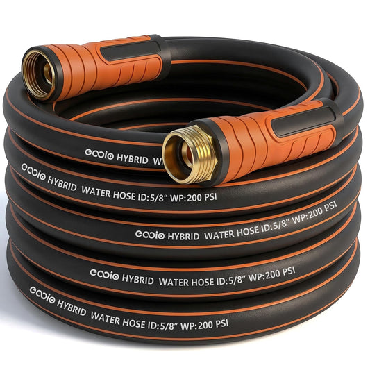 Garden Hose 25 ft x 5/8", Heavy Duty Water Hose, Flexible and Durable, Kink Resistant Lightweight Hybrid Hose, Leakproof Yard Hose with Male to Female Fittings
