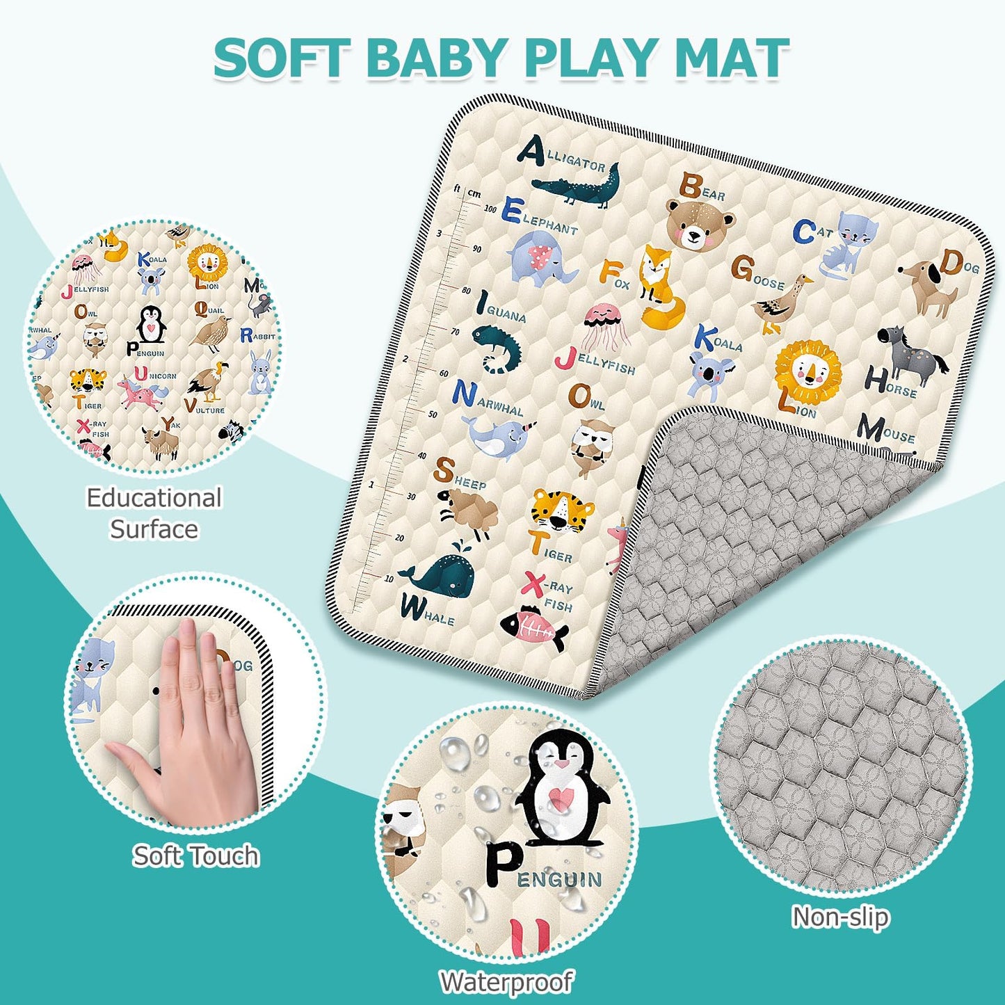 OCATO Baby Playpen with Mat: Foldable Playpen for Babies and Toddlers Play Pen Portable Playpens Fence Indoor Outdoor Kids Safety Area Play Yard with 50x50 Playpens Mat 4 Handlers 50 Balls (50" × 50")