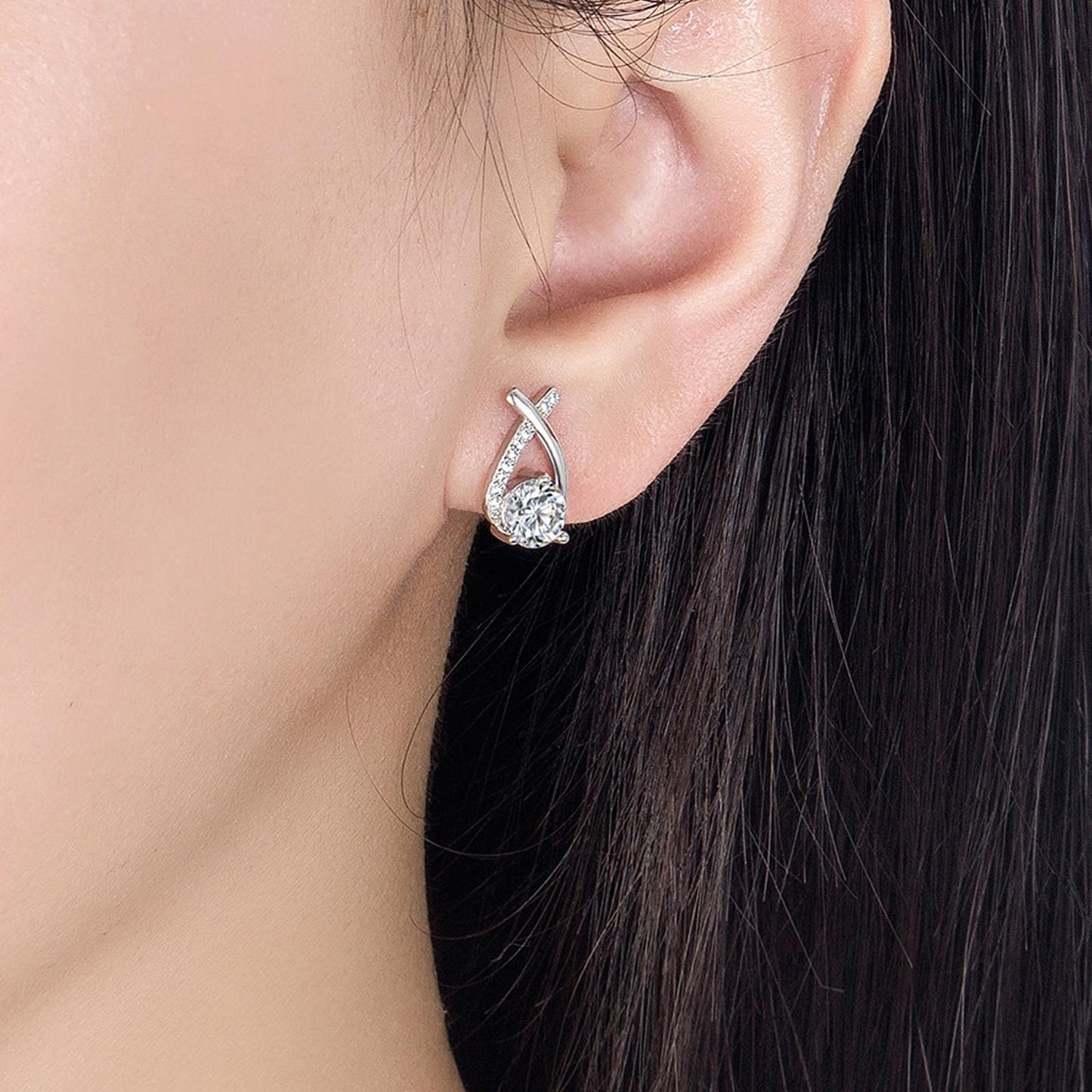 Lymphatic Earrings for Women Silver Zircon Hoop Huggie Earrings Dainty Fashion Jewelry Gifts