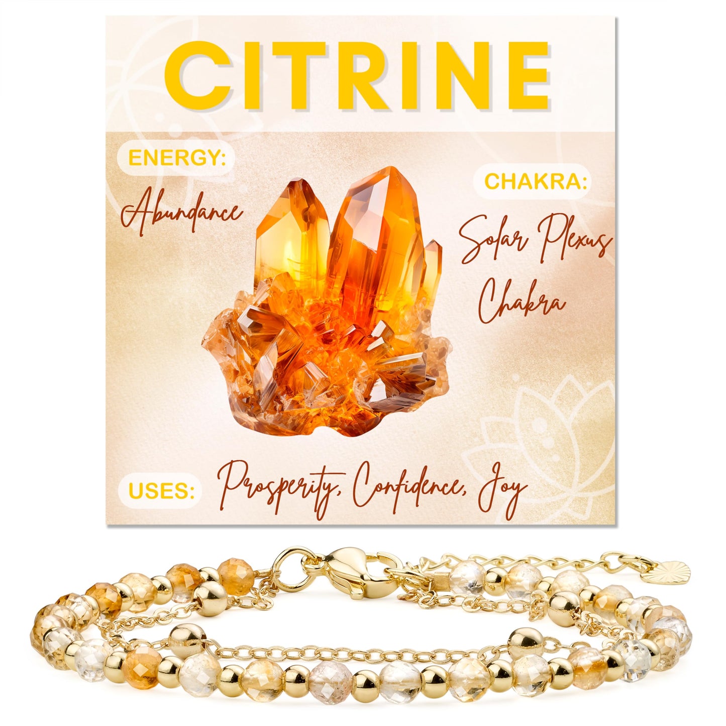 Farfume Citrine Crystal Bracelet Beaded Bracelets for Women 4mm Natural Stone Beads Gemstone Handmade Jewelry Valentine's Day Gifts