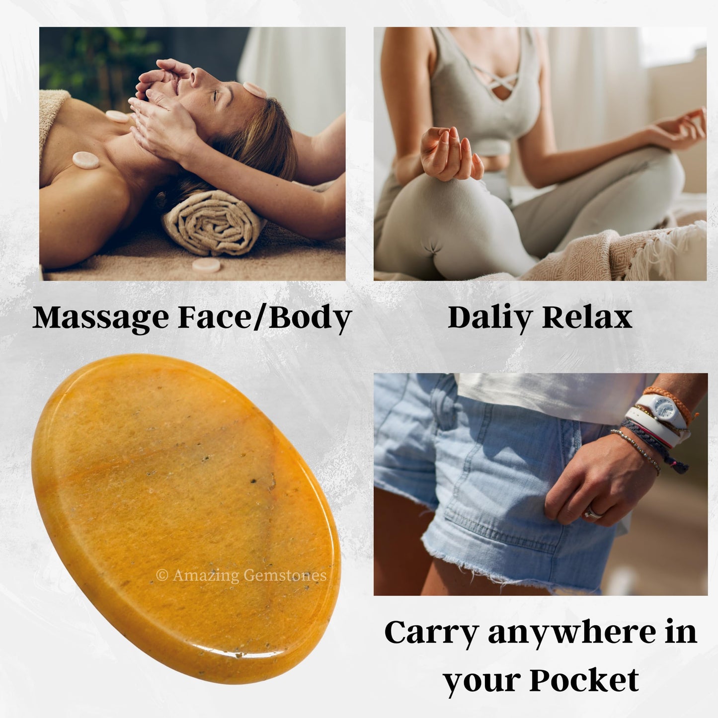Amazing Gemstone Yellow Jasper Worry Stone Crystals and Healing Stones - Worry Stones for Stress Relief Gifts - Piedra Crystal Fidget for Meditation - Unique Stocking Stuffers and Birthday Gifts