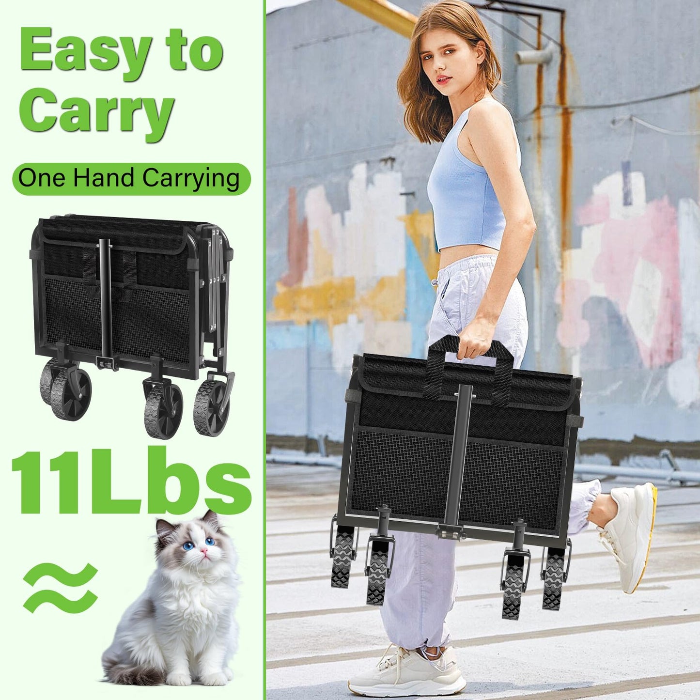Wagons Carts Foldable - Collapsible Wagon Cart with Wheels – Folding Foldable Wagon Small Portable Lightweight for Sports, Camping, Storage, Travel, Shopping